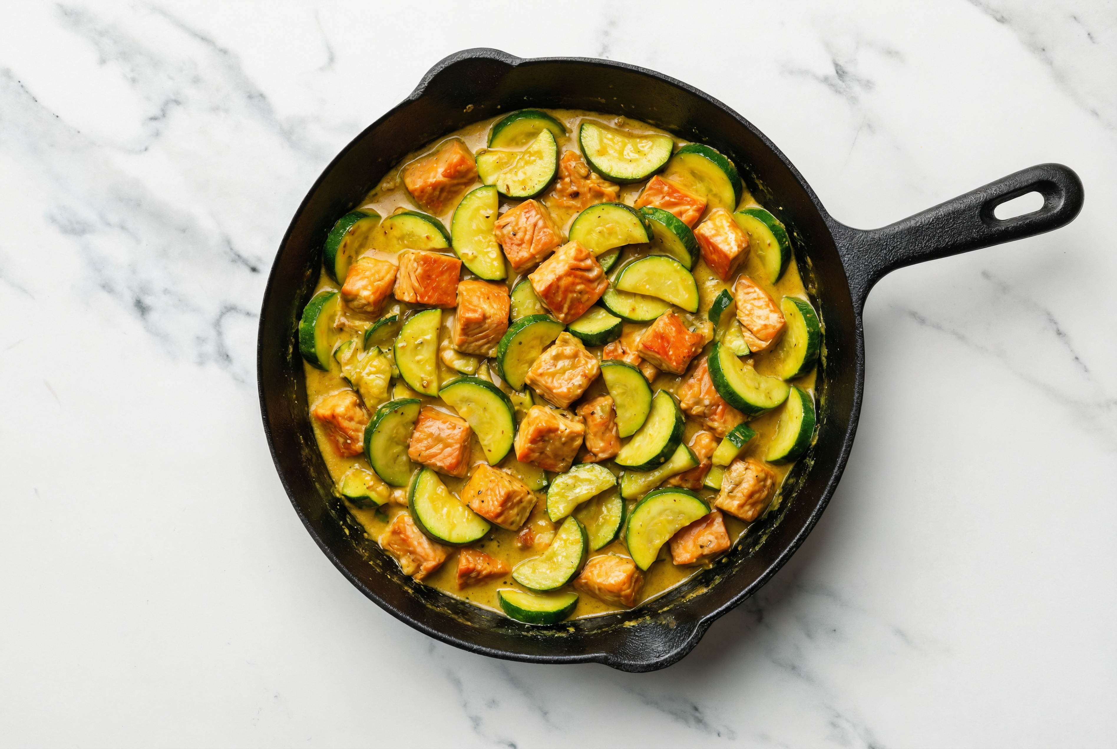 Coconut Curry Sockeye Salmon Stir-Fry with Zucchini