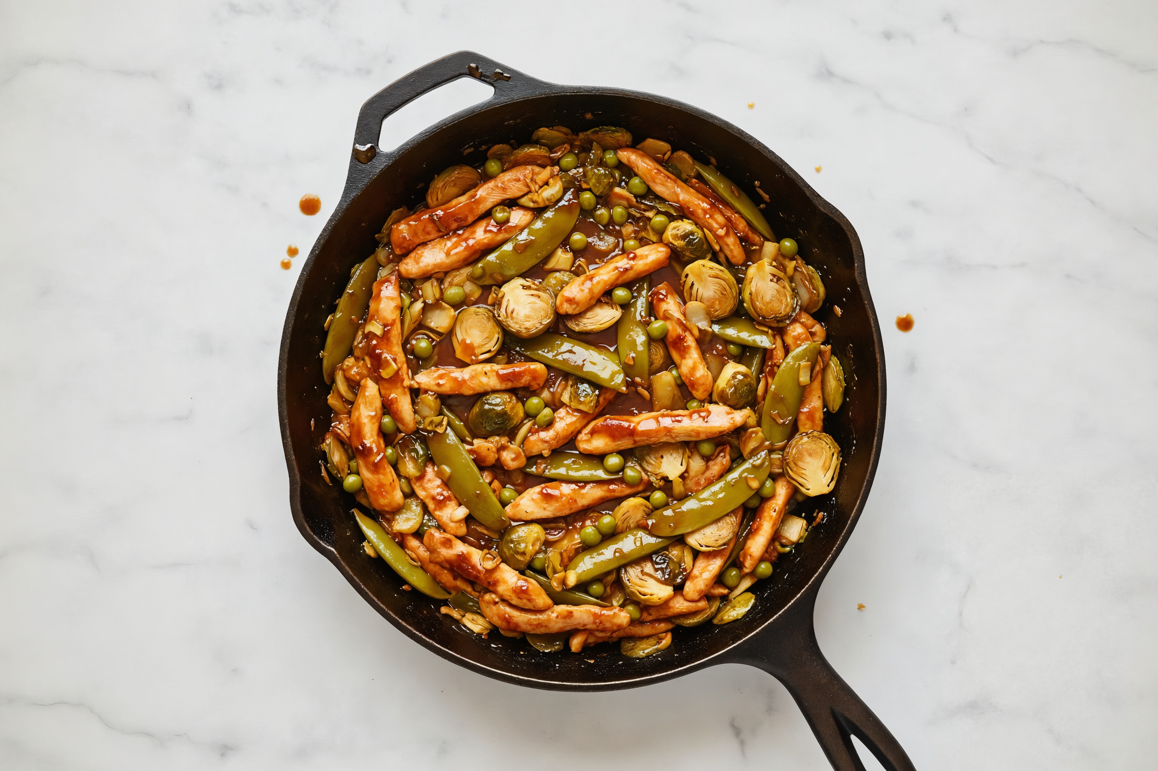 Teriyaki Chicken Stir-Fry with Snap Peas & Brussels