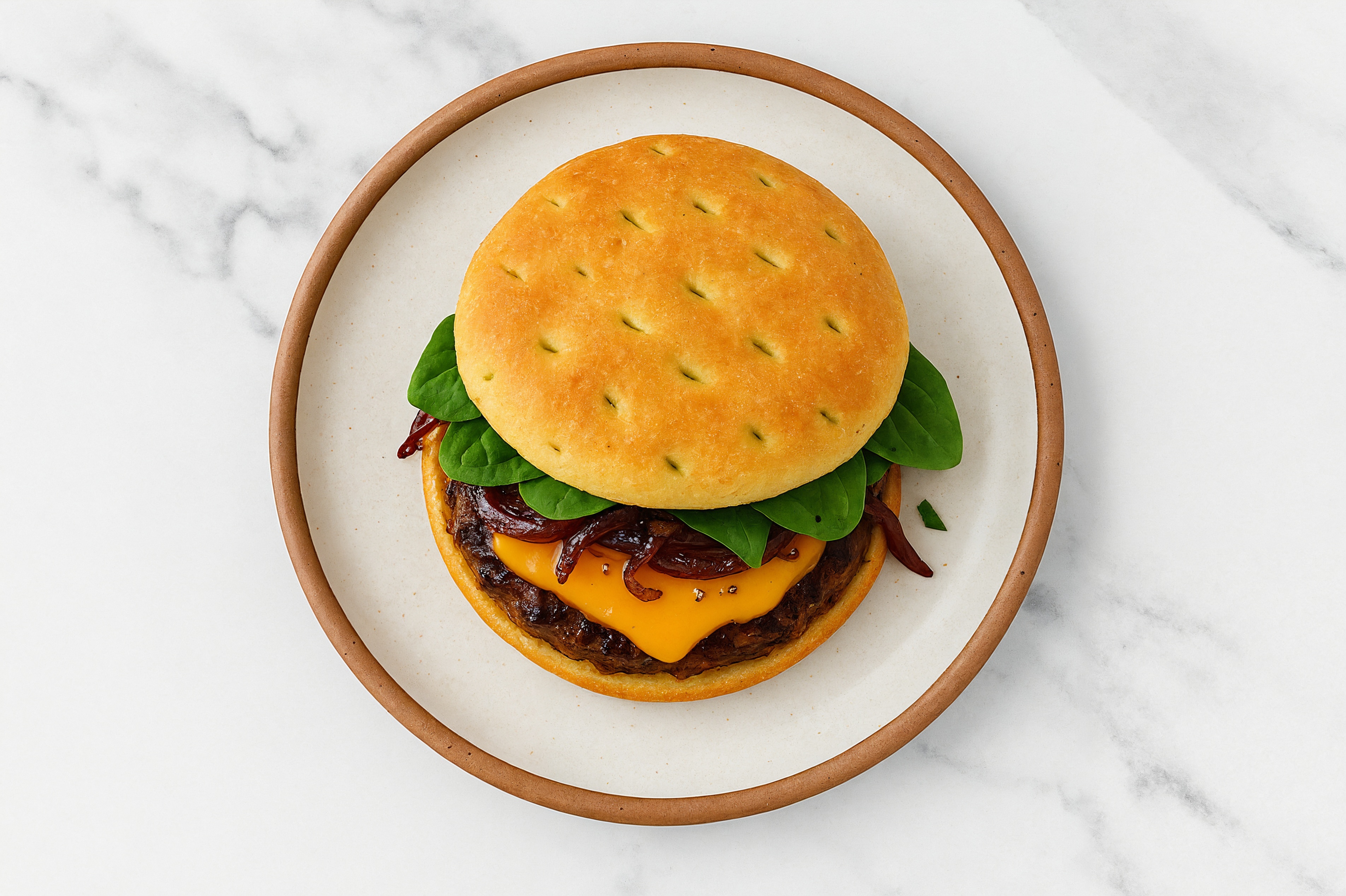  Juicy Caramelized Onion Cheeseburger on Brioche Thin Buns