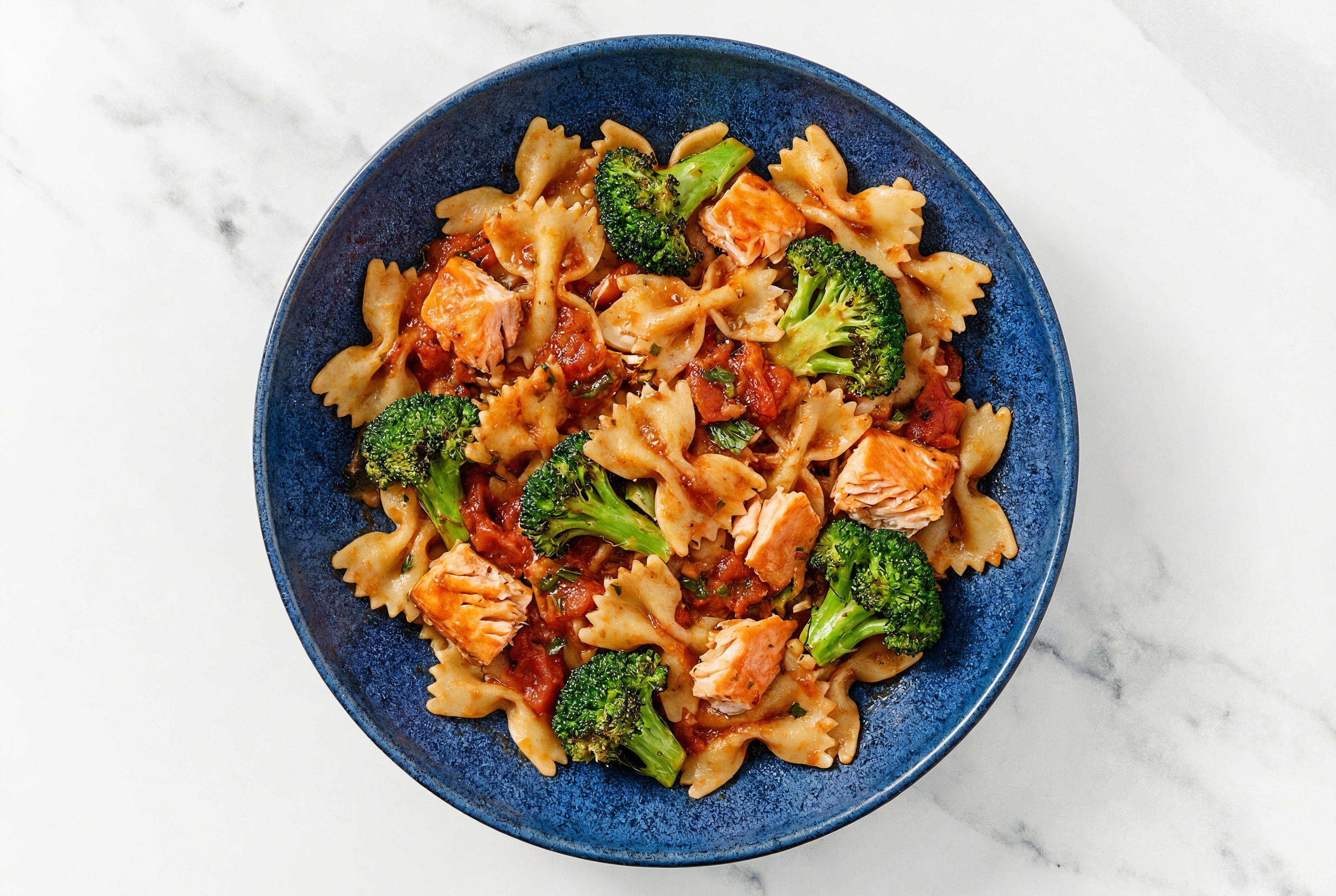 Classic Salmon Farfalle Pasta with Baby Broccoli