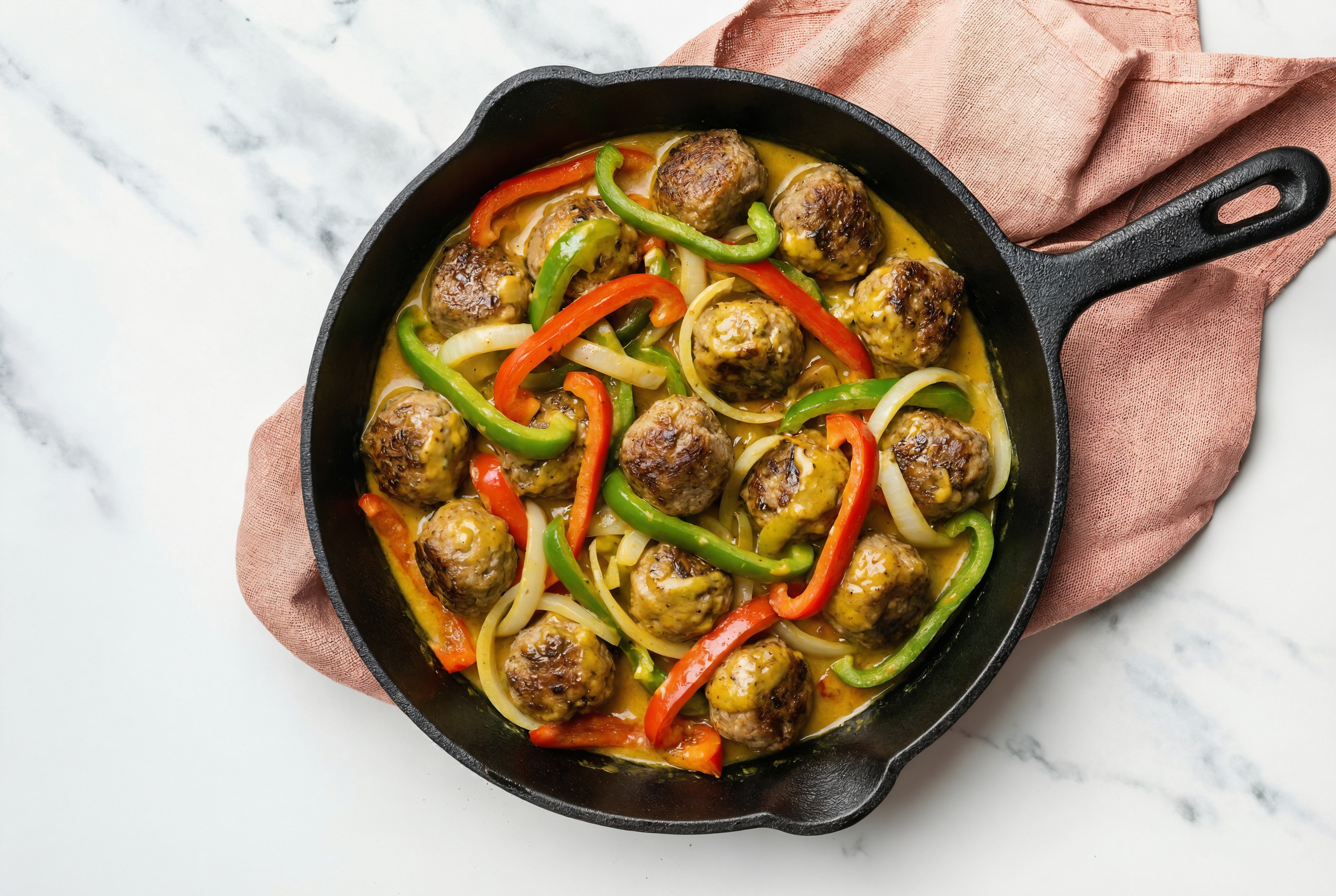 Coconut Curry Meatball Stir-Fry with Bell Peppers