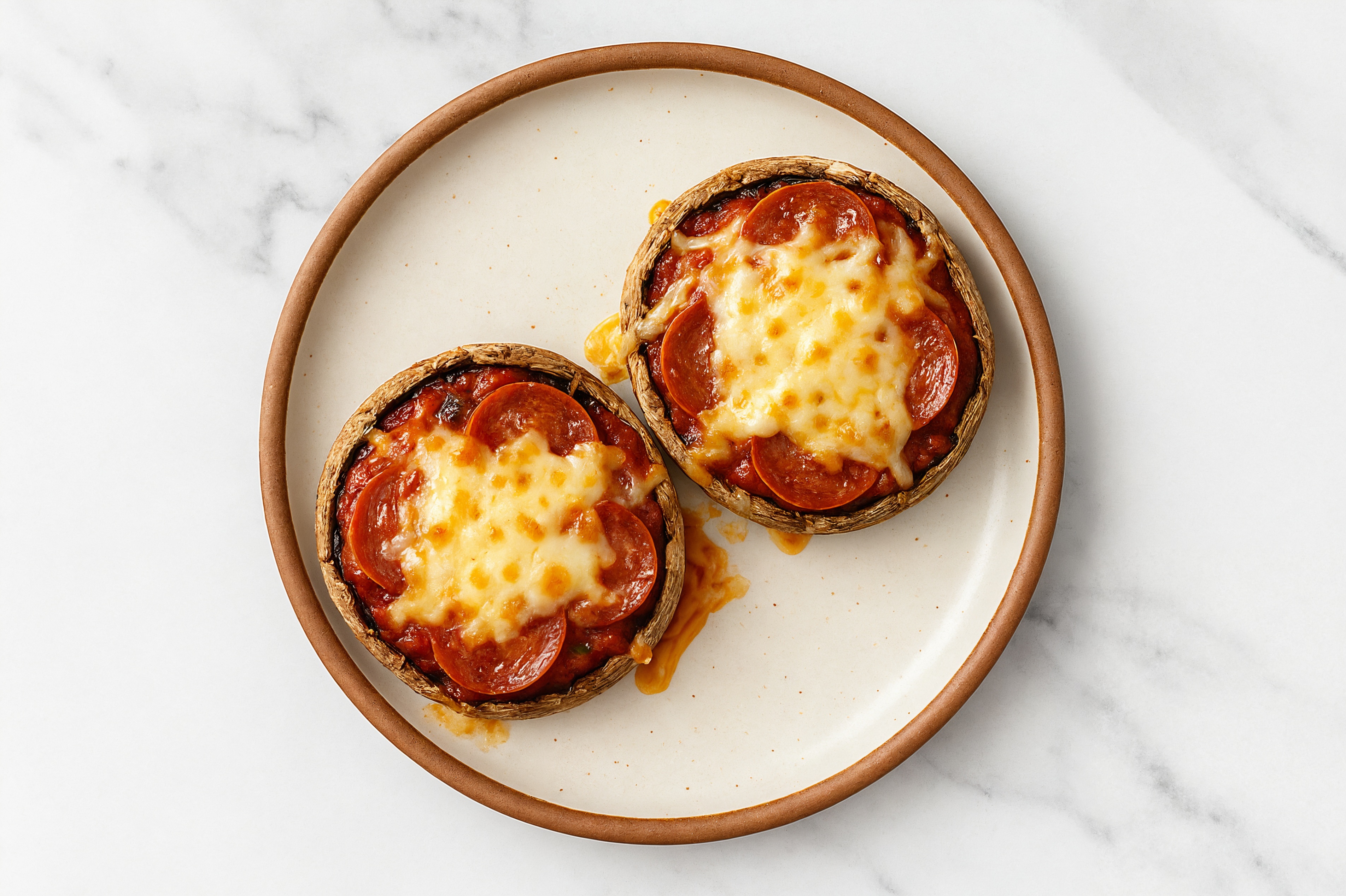 Pepperoni Pizza Stuffed Mushrooms with Shredded Mozzarella Cheese