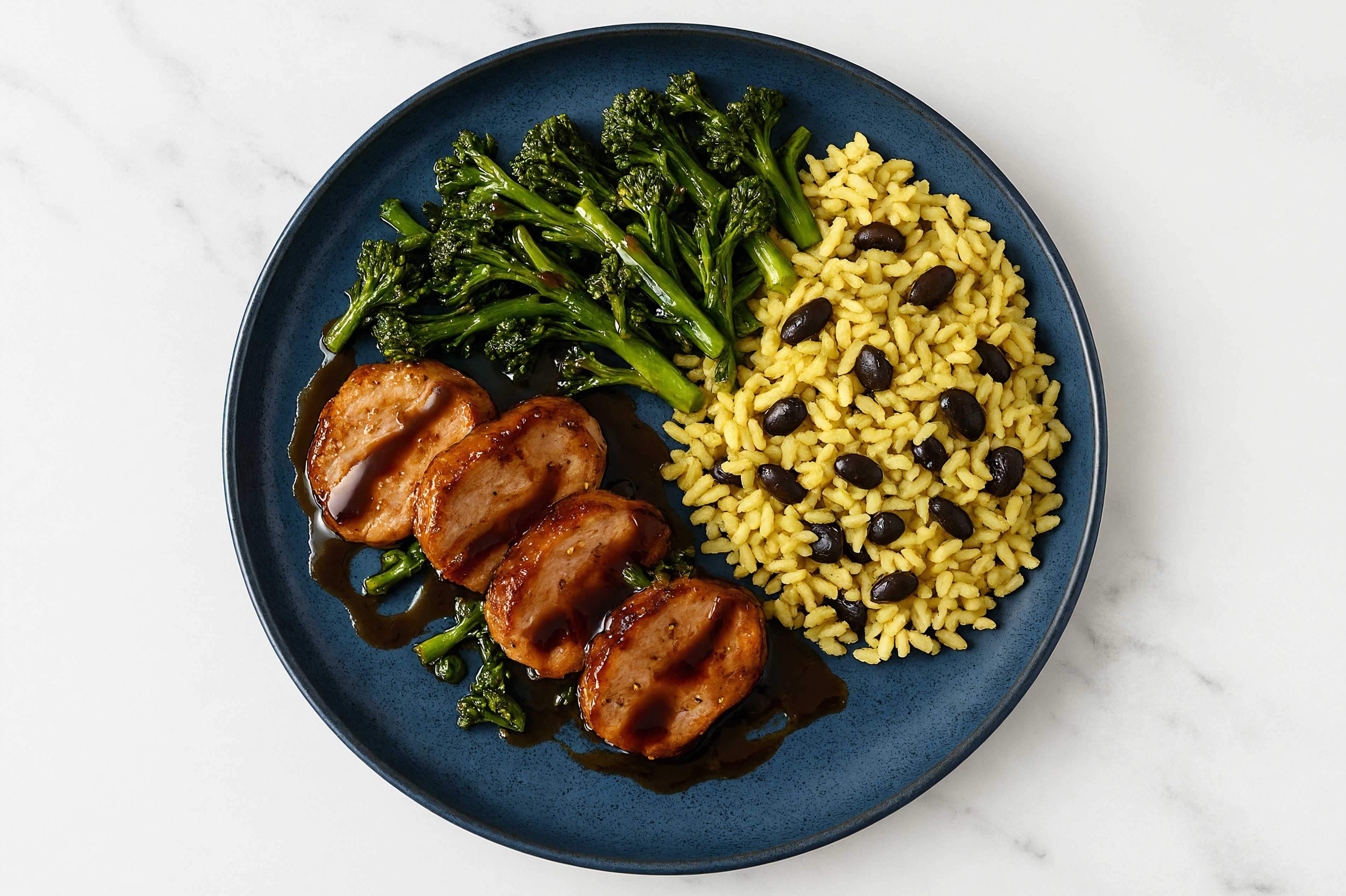 Teriyaki Pork Tenderloin + Broccoli with Rice with Beans