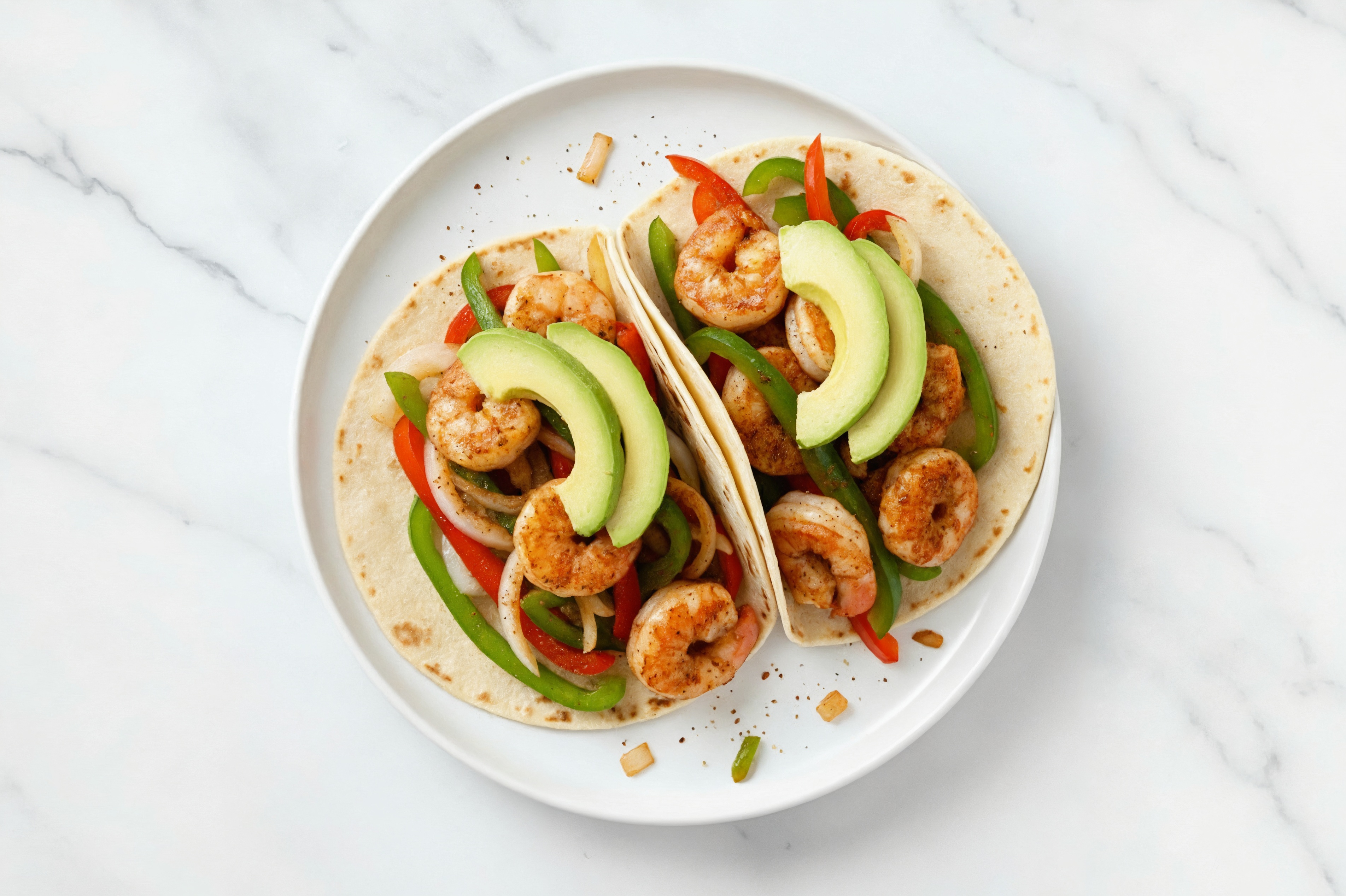 Avocado Jumbo Shrimp Fajita Tacos