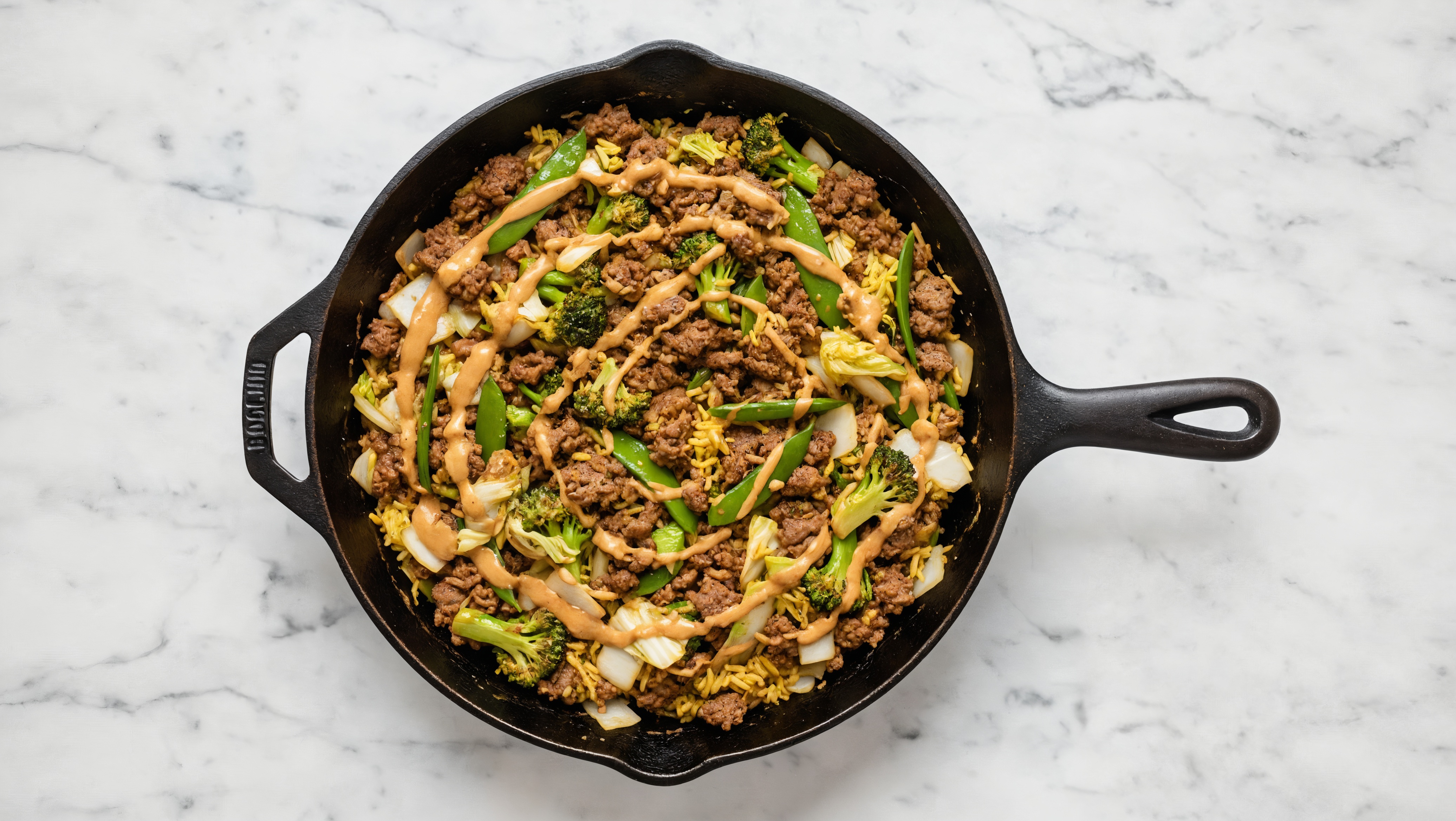 Thai Peanut Bok Choy + Ground Bison Stir-Fry with Seasoned Jasmine Rice