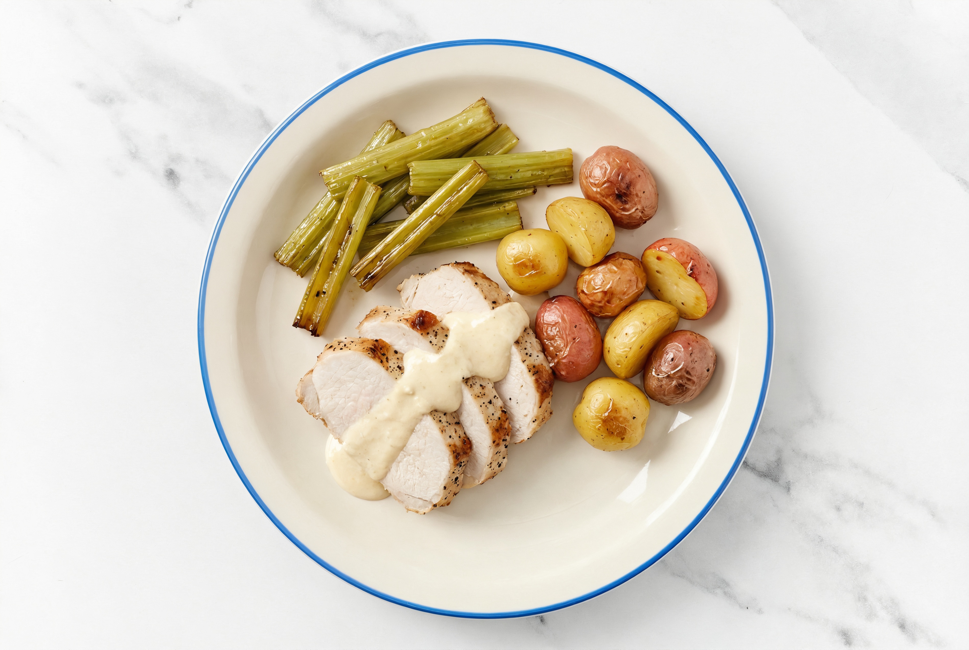 Horseradish Pork Loin + Roasted Celery n' Potato Sheet-Pan