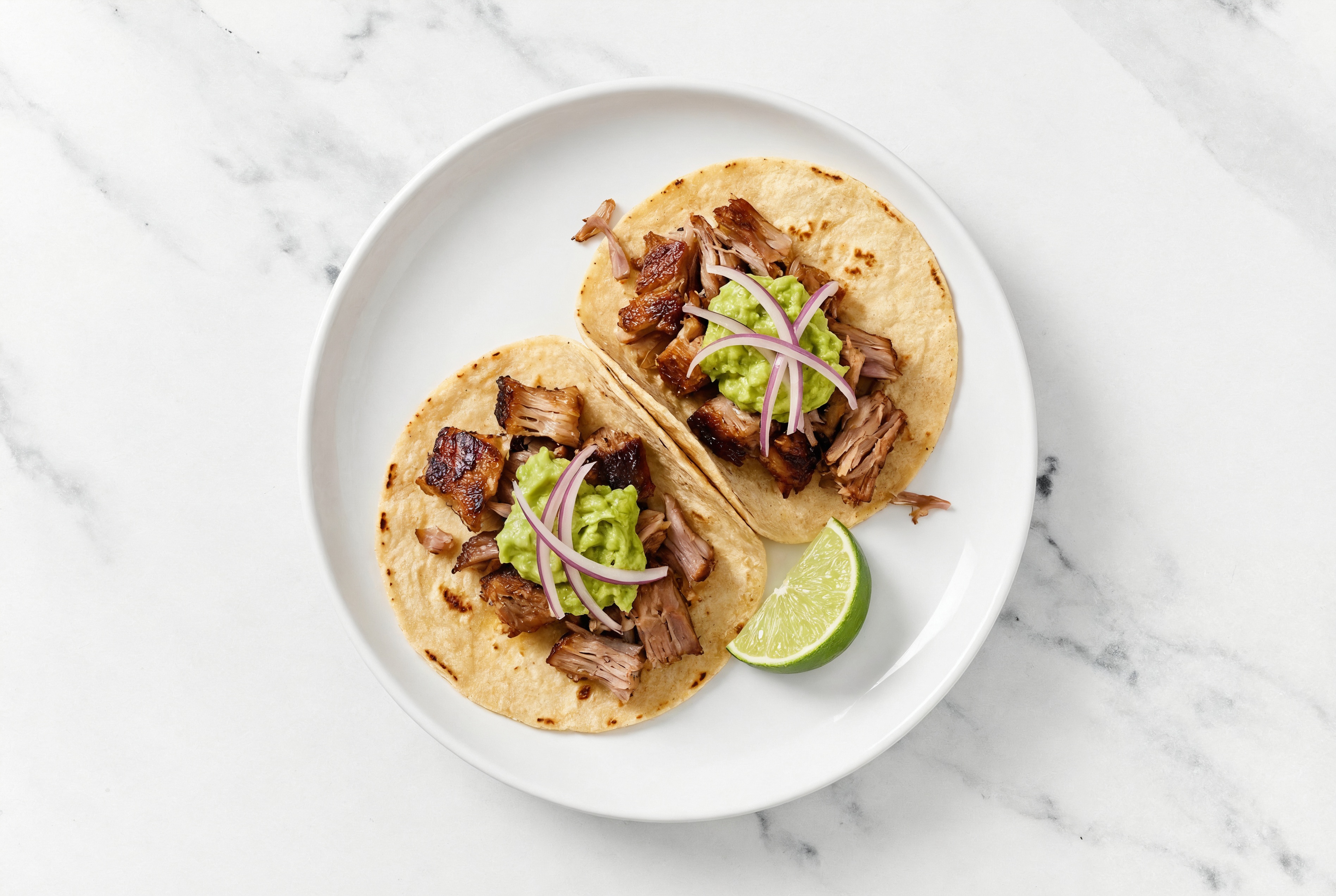 Herby Shredded Pork + Guac Tacos