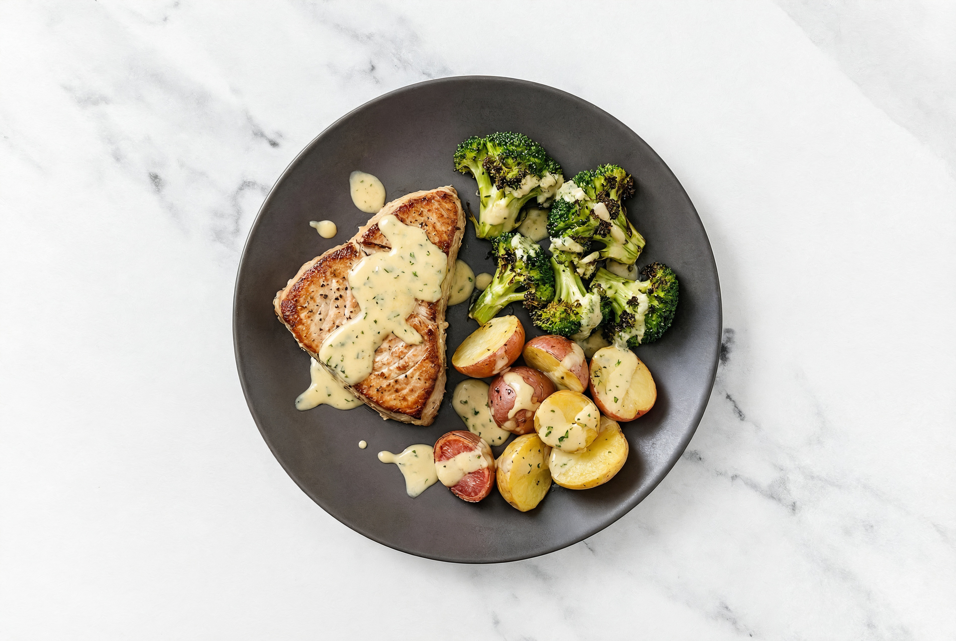 Sheet Pan Tahini-Tuna with Potatoes & Broccoli