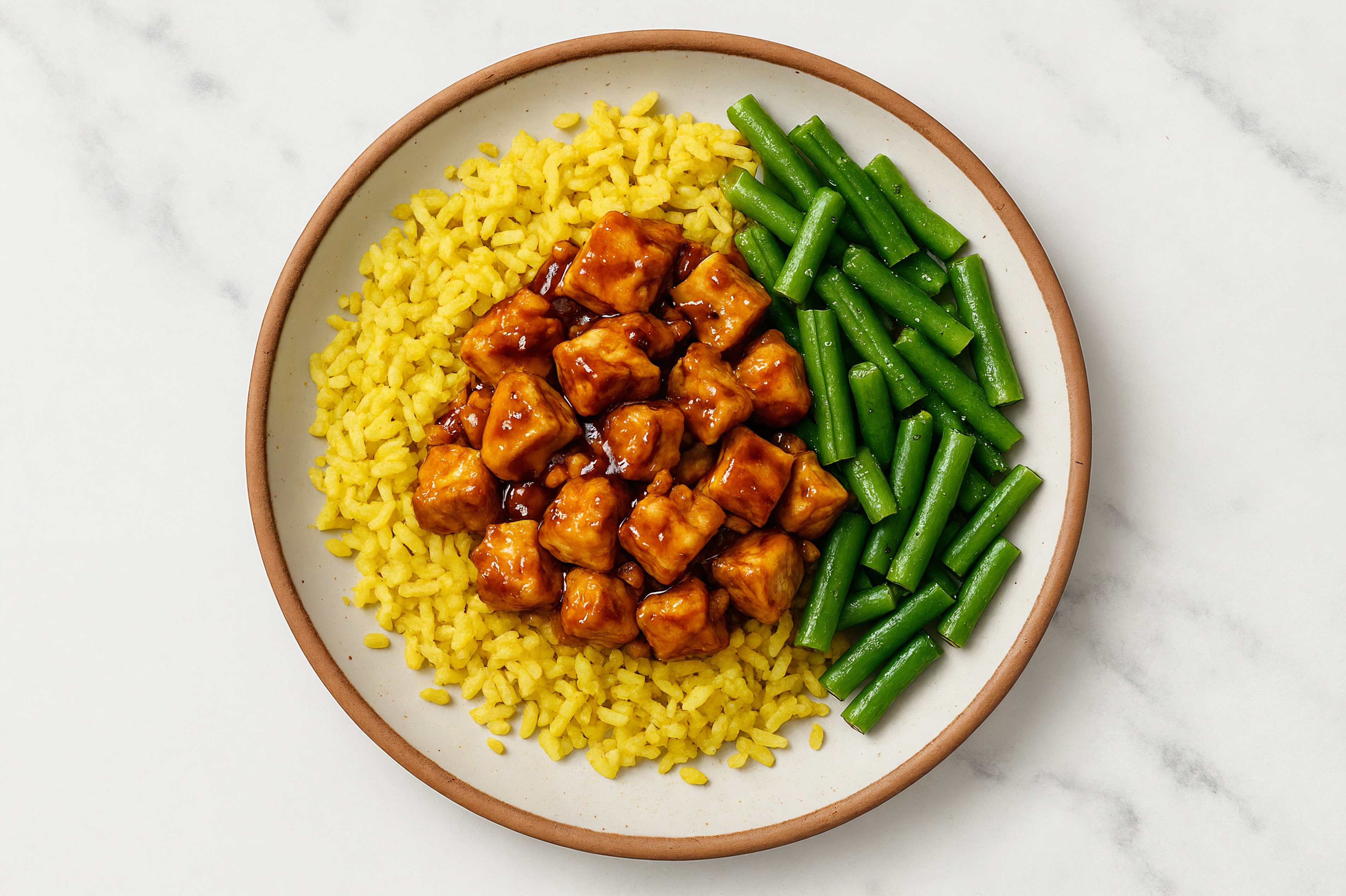 Teriyaki Tofu + Organic Green Beans Chicken & Herb Rice Bowl
