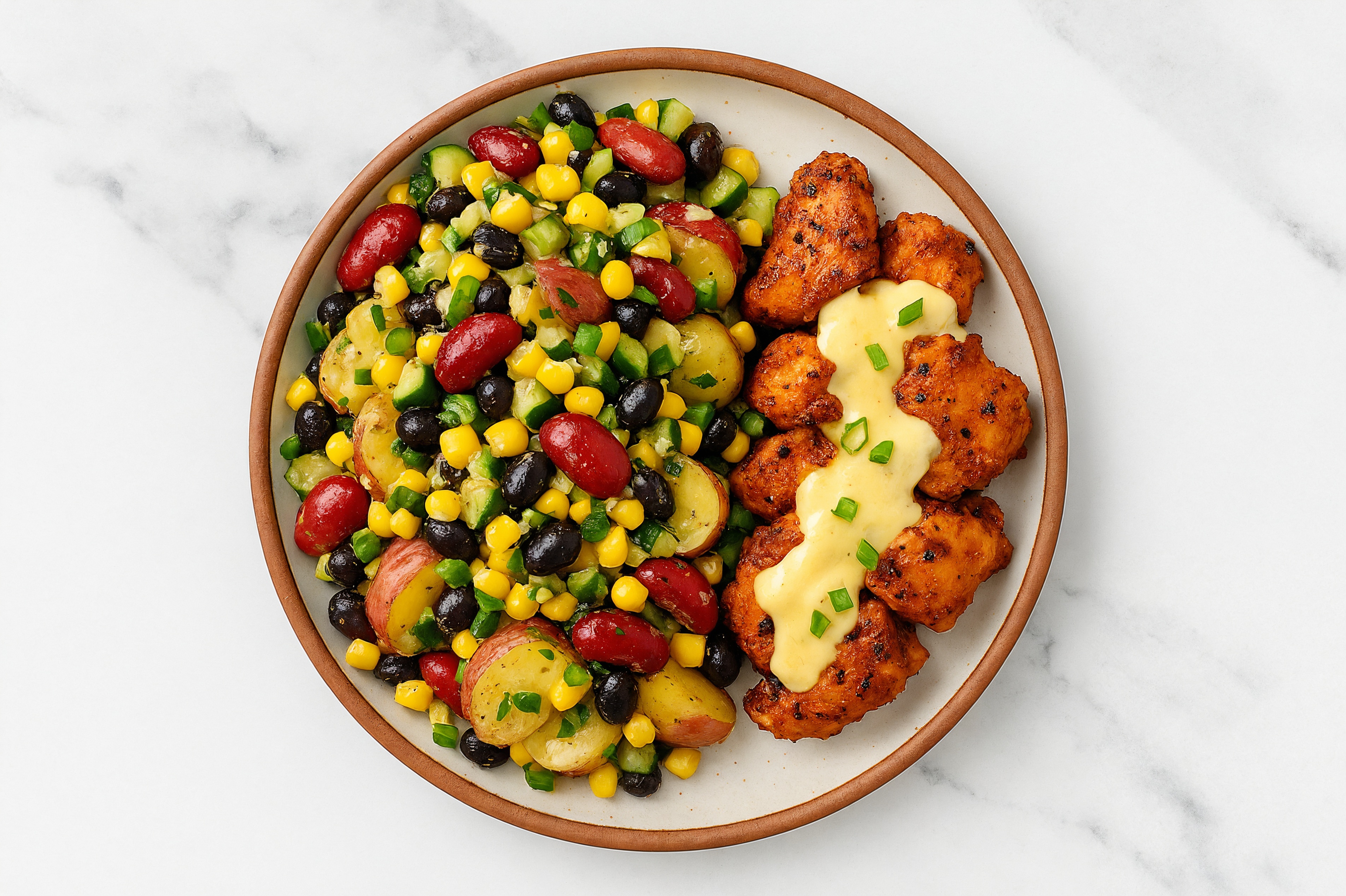 Cheesy Smothered Chicken + Bean Potatoes