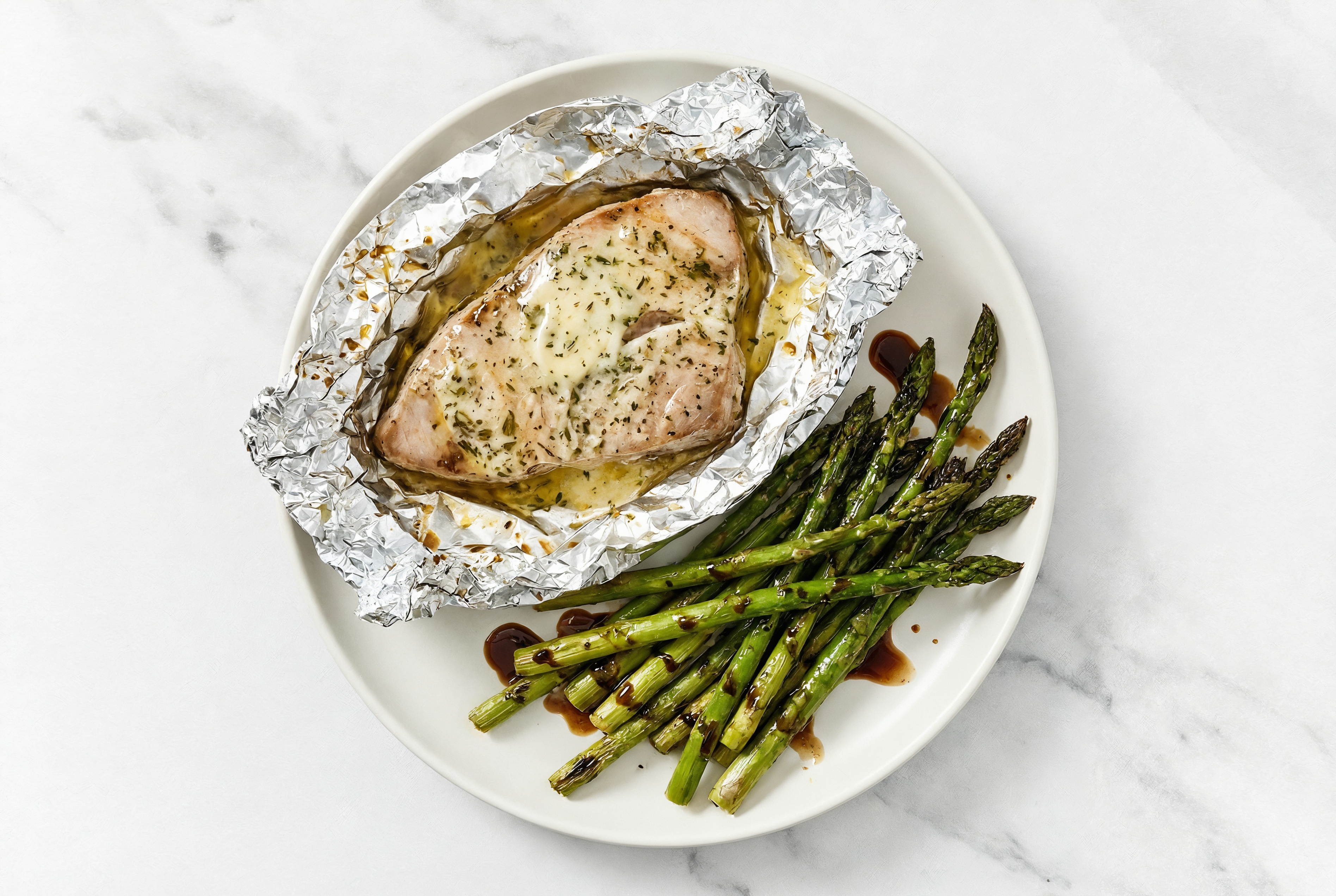Buttery Lemon Pepper Tuna + Balsamic Roasted Asparagus