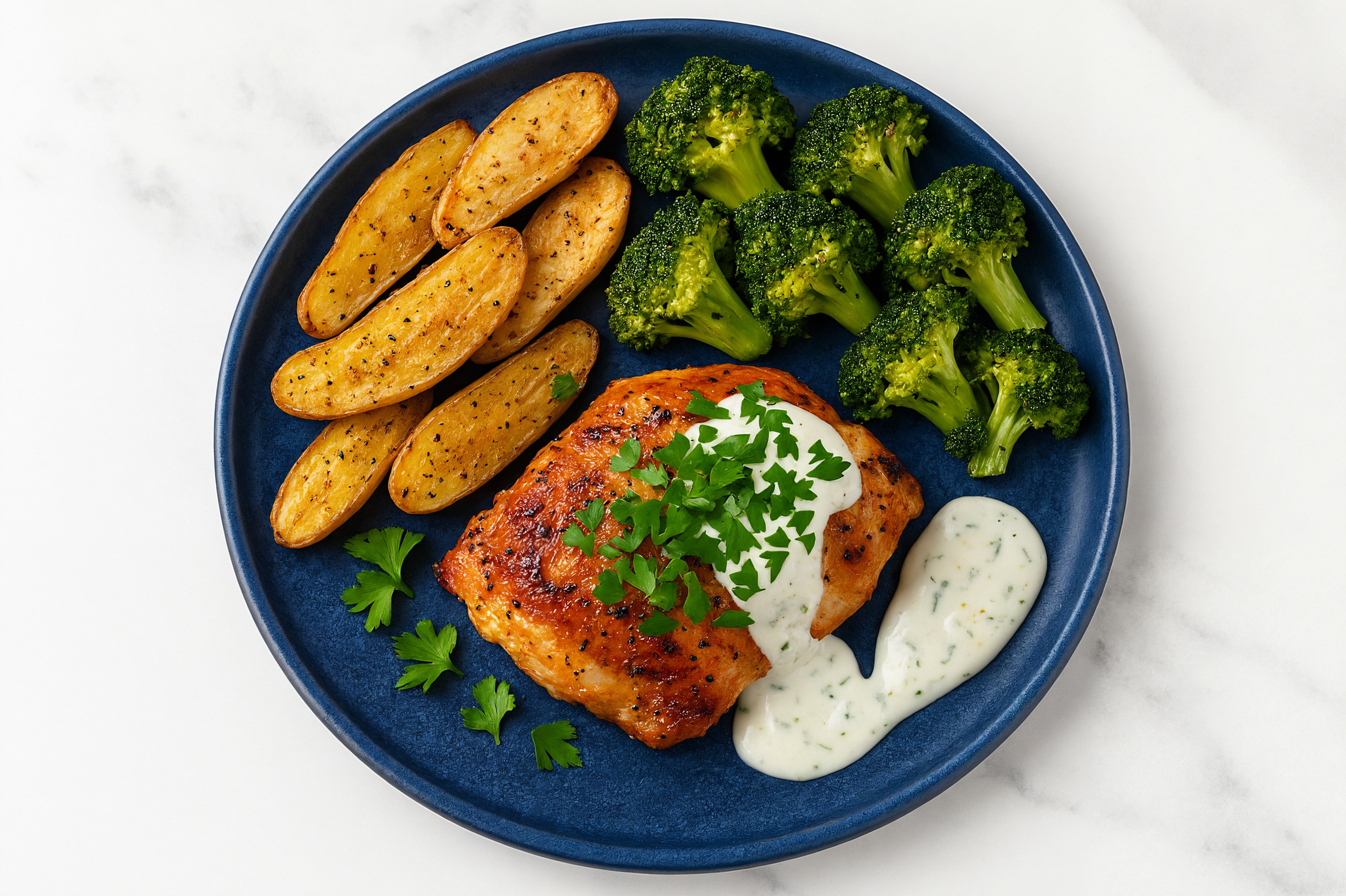 Herby Sheet-Pan Chicken + Veggies with Tzatziki with Broccoli Florets
