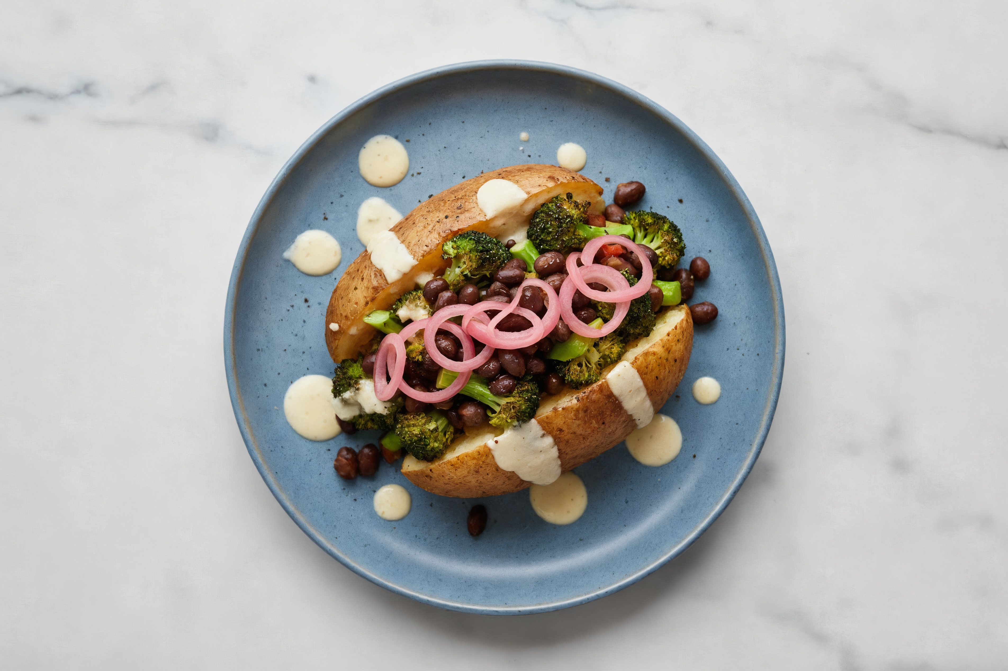 Cuban Black Beans & Cashew Parm Stuffed Russet Potato