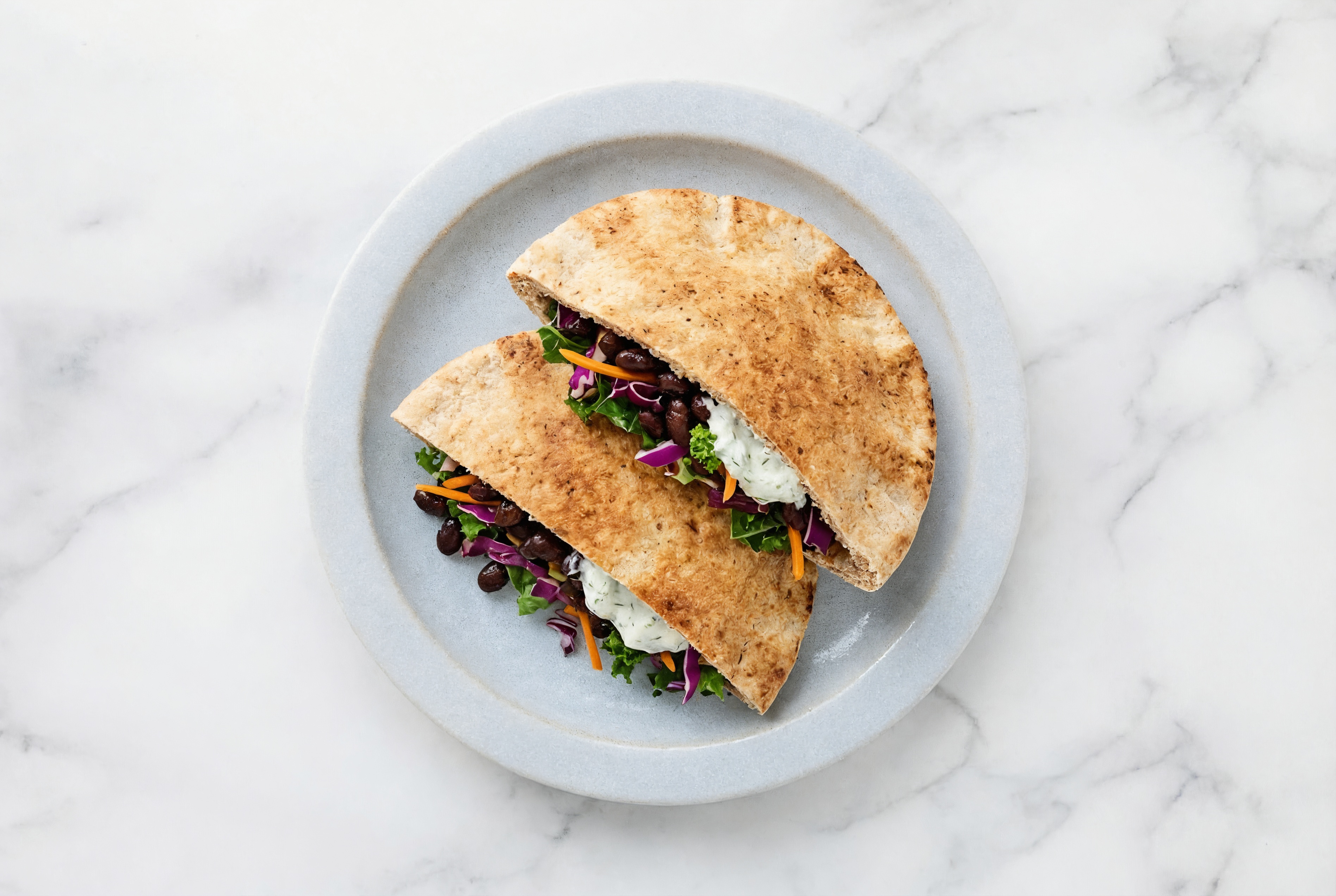 Feta Cucumber Tzatziki Dip + Crispy Black Bean Pita Pocket