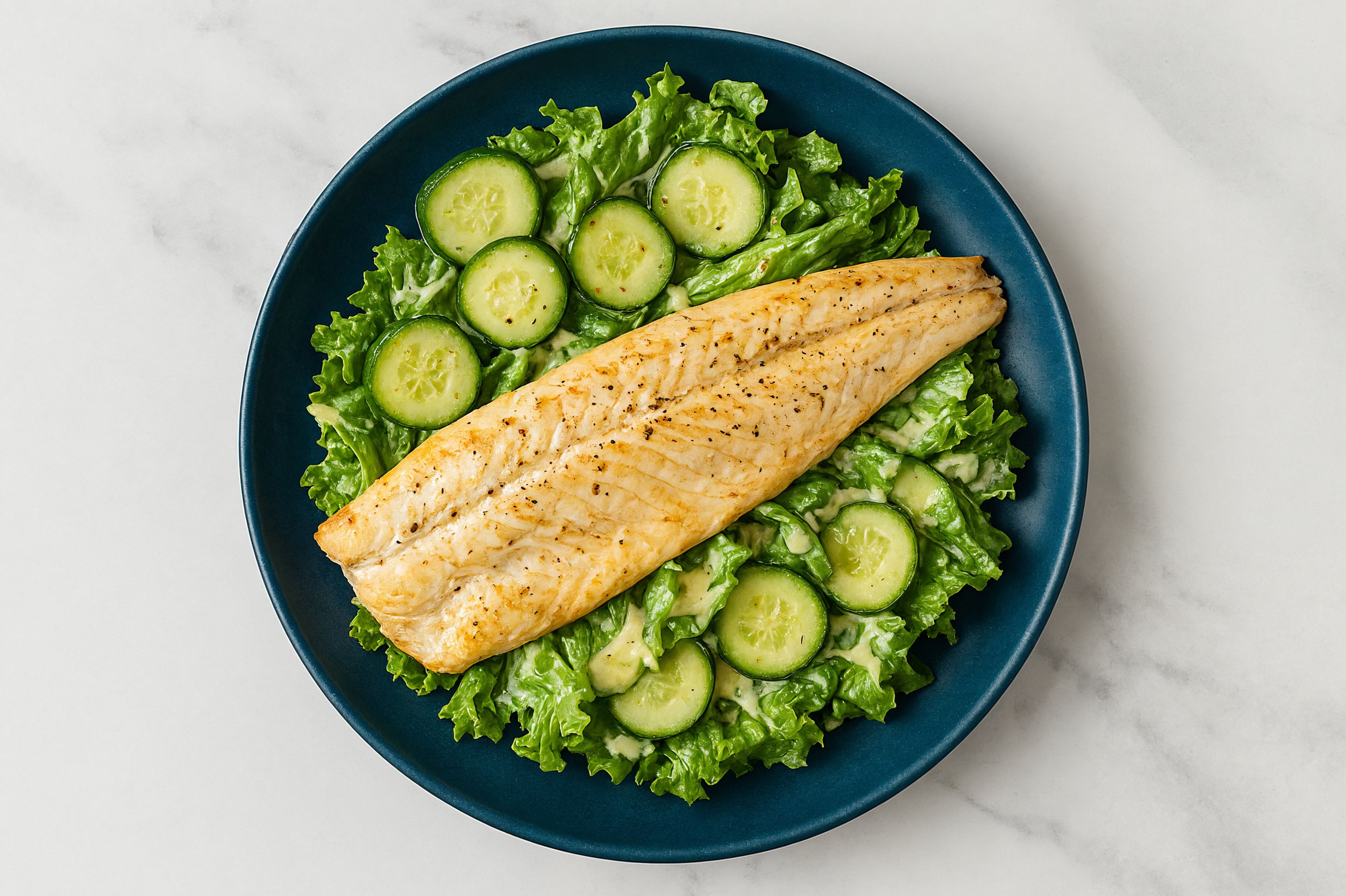 Green Leaf Salad with Trout, Cucumber & House Dressing