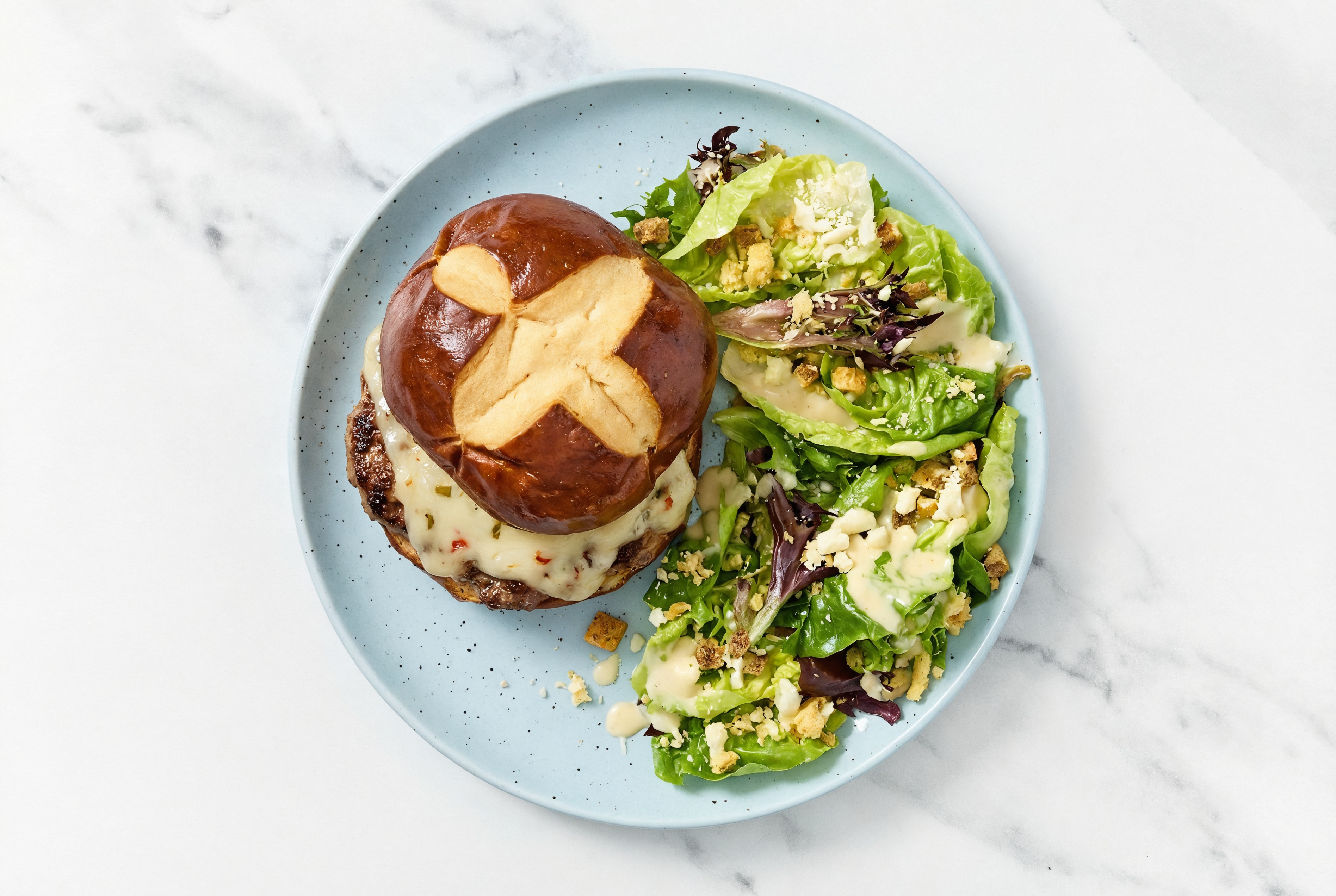 Cheeseburger + Little Gem Salad with Ground Beef Patties