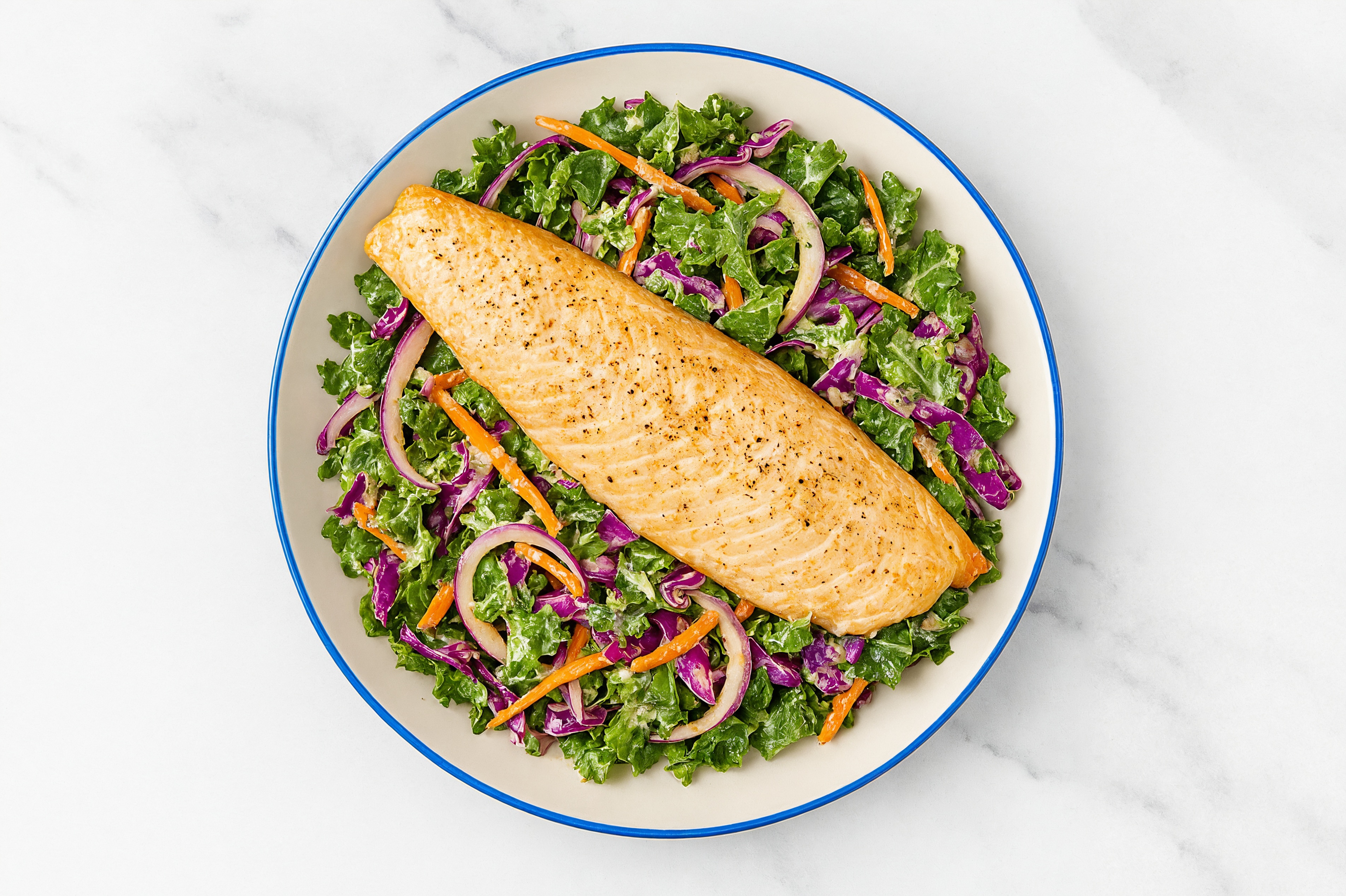 Rainbow Salad with Trout, Onion & Creamy Caesar Dressing