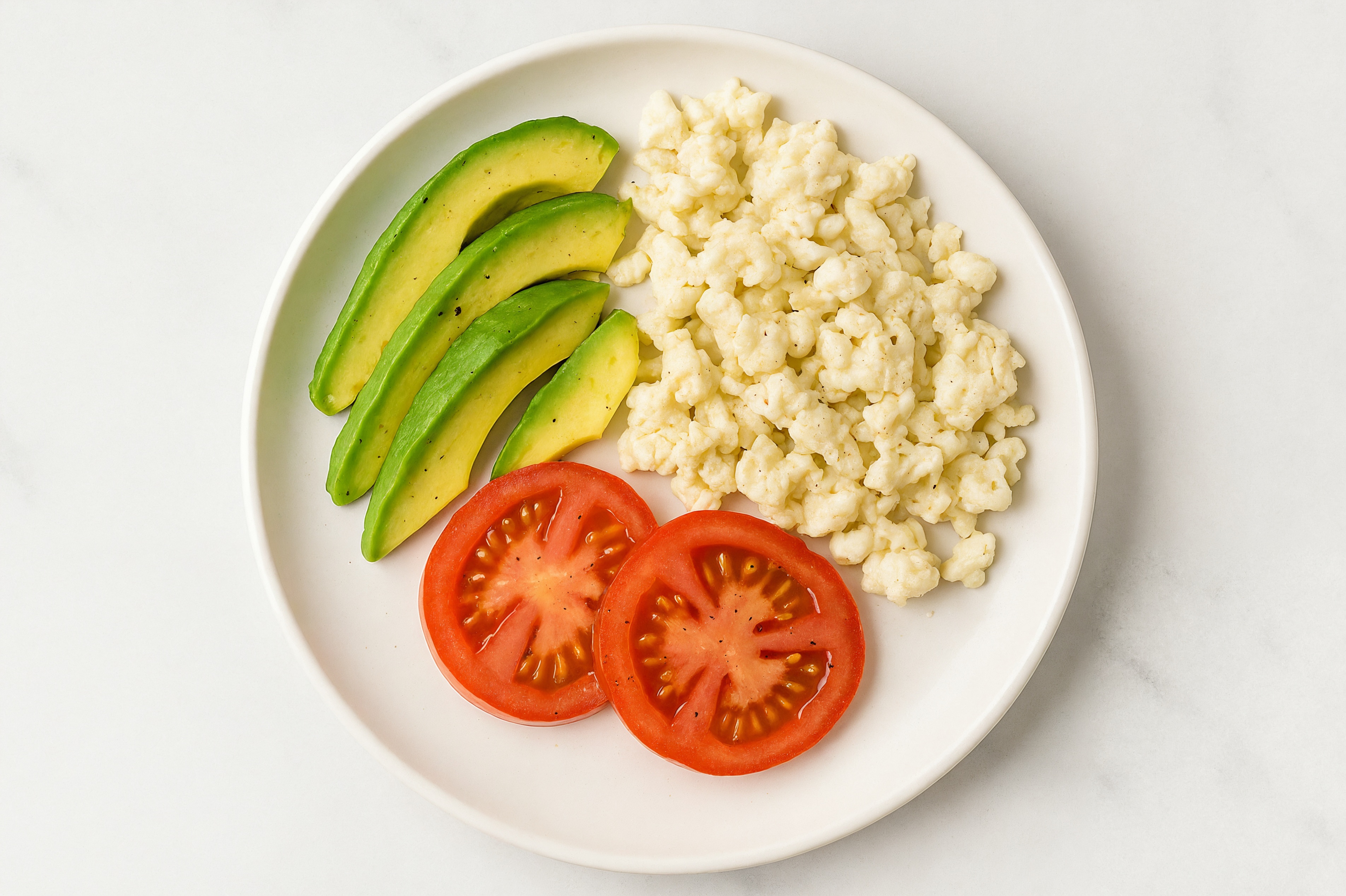 Scrambled Egg White Whites with Beefsteak Tomato + Avocado