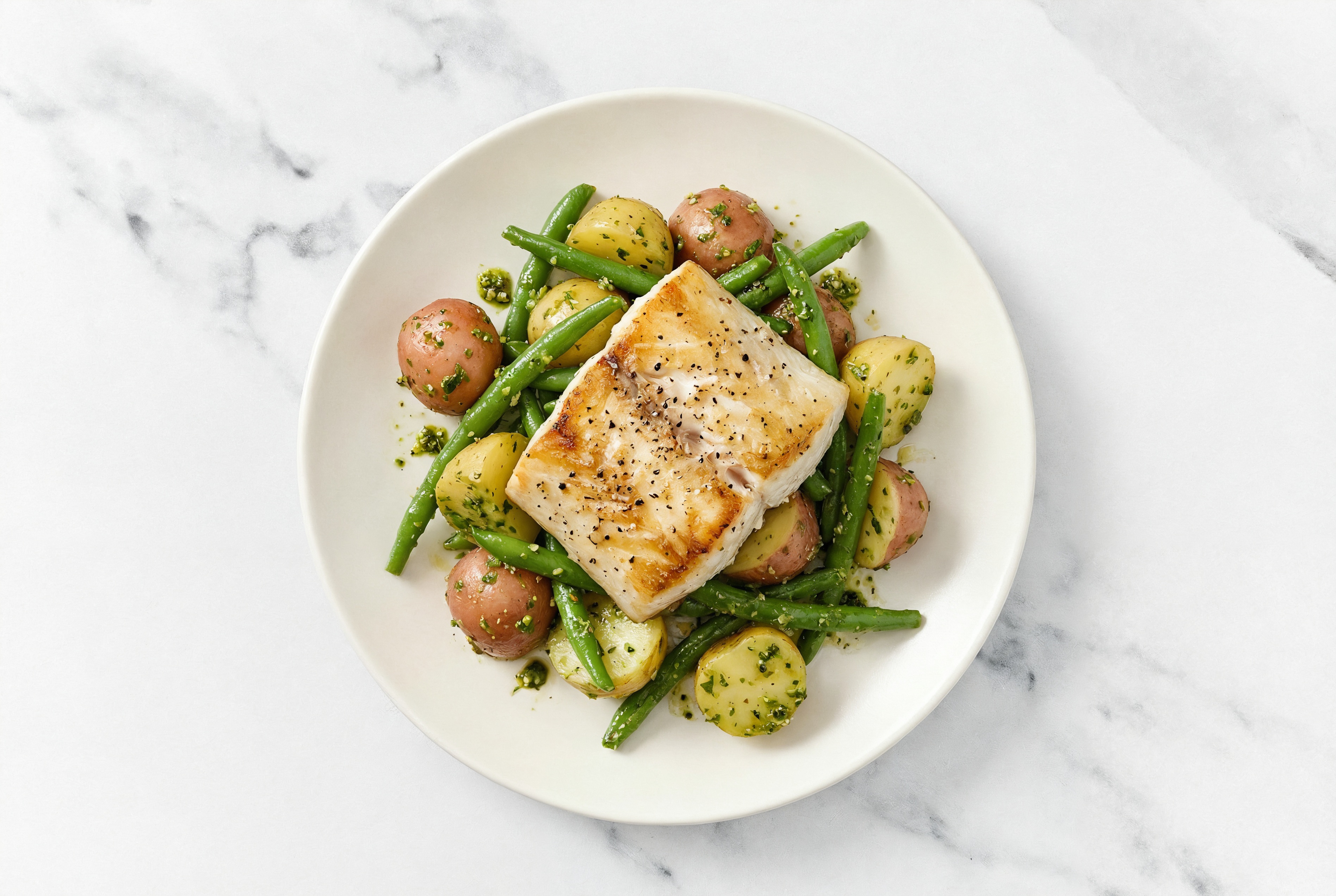 Seared Barramundi + Pesto Potato Salad