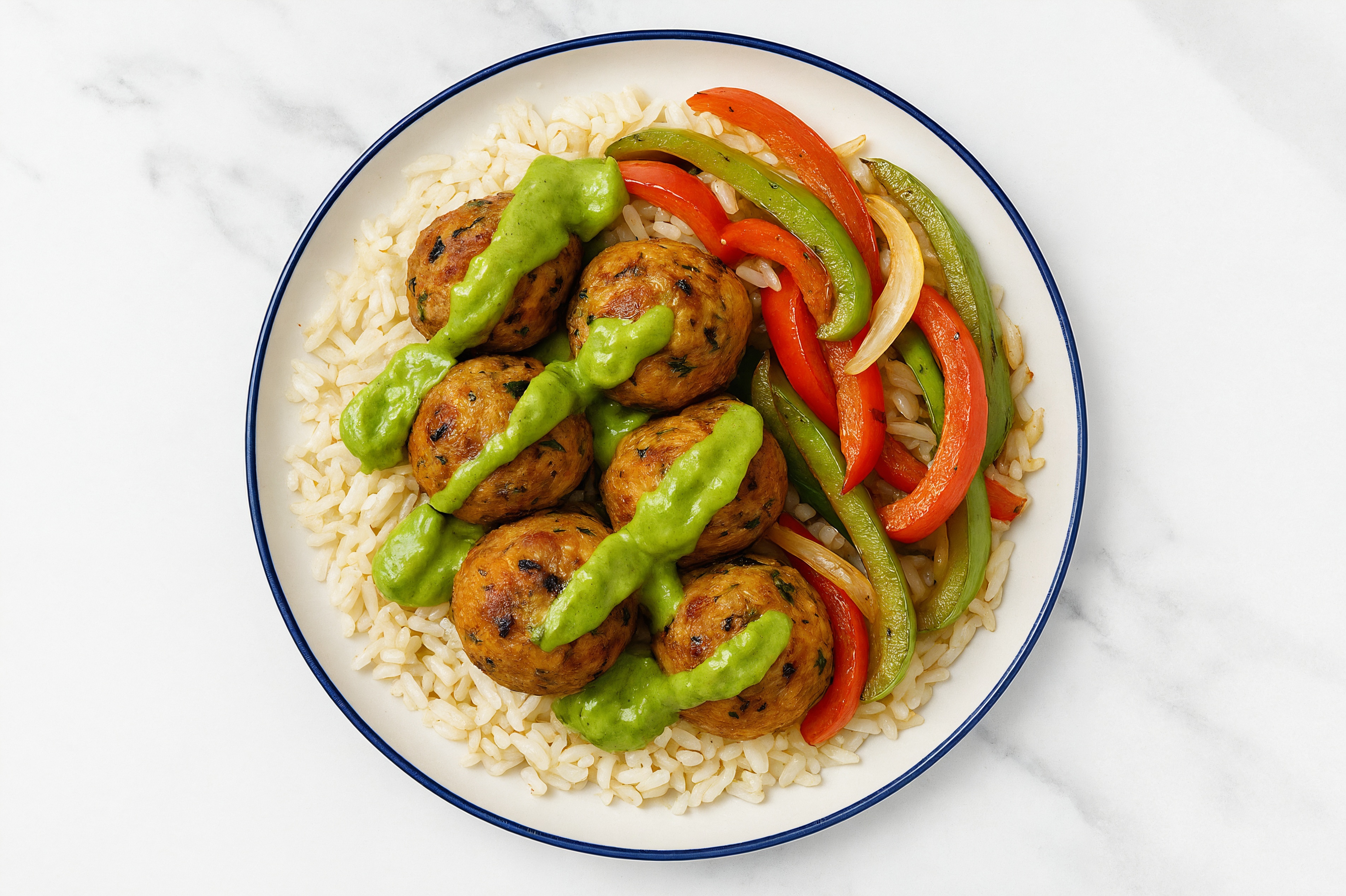 Black Bean Veggie Ball Fajita Long Grain White Rice Bowl