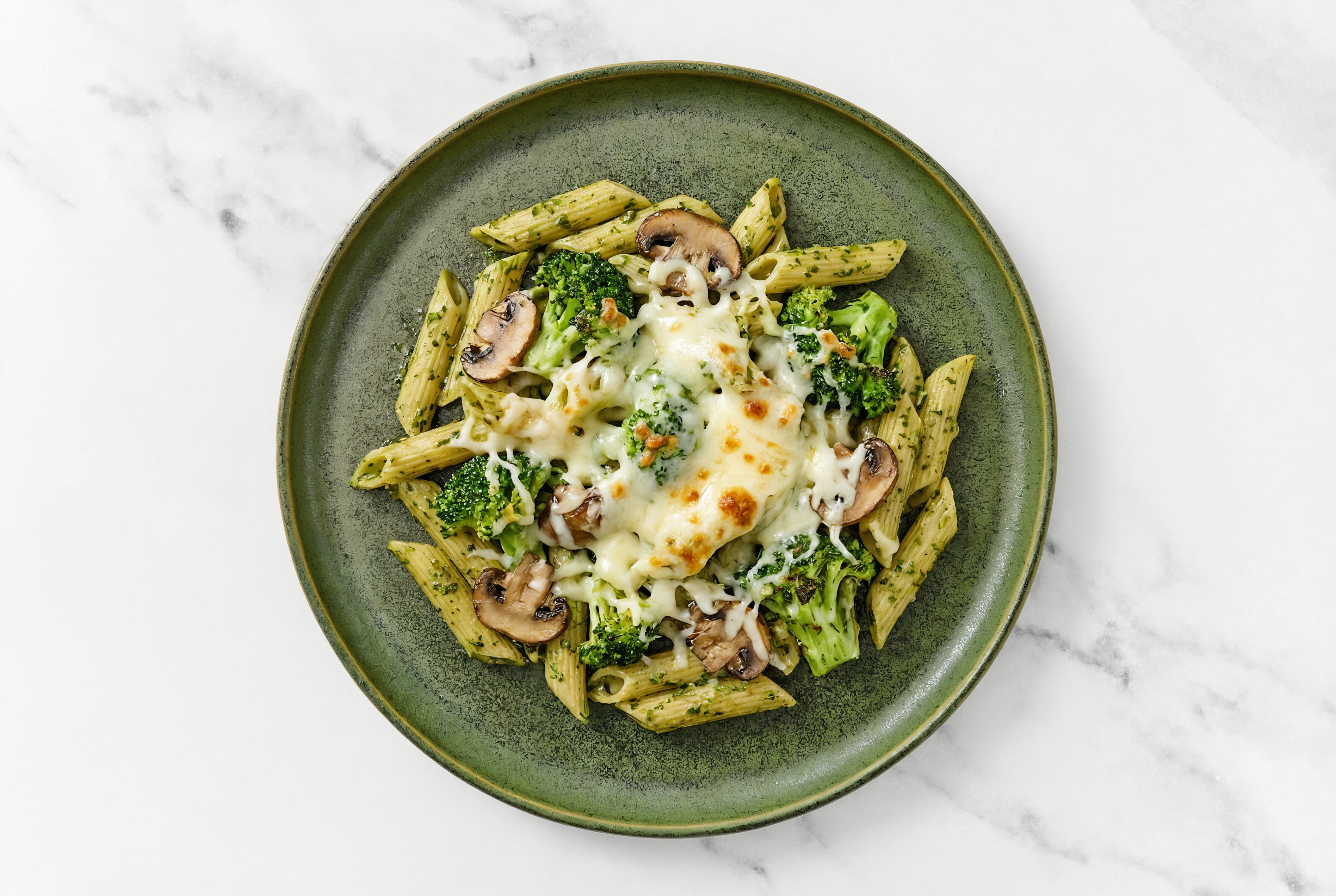 Cheesy Veggie Pesto Pasta Bake with Sourdough Penne Rigate