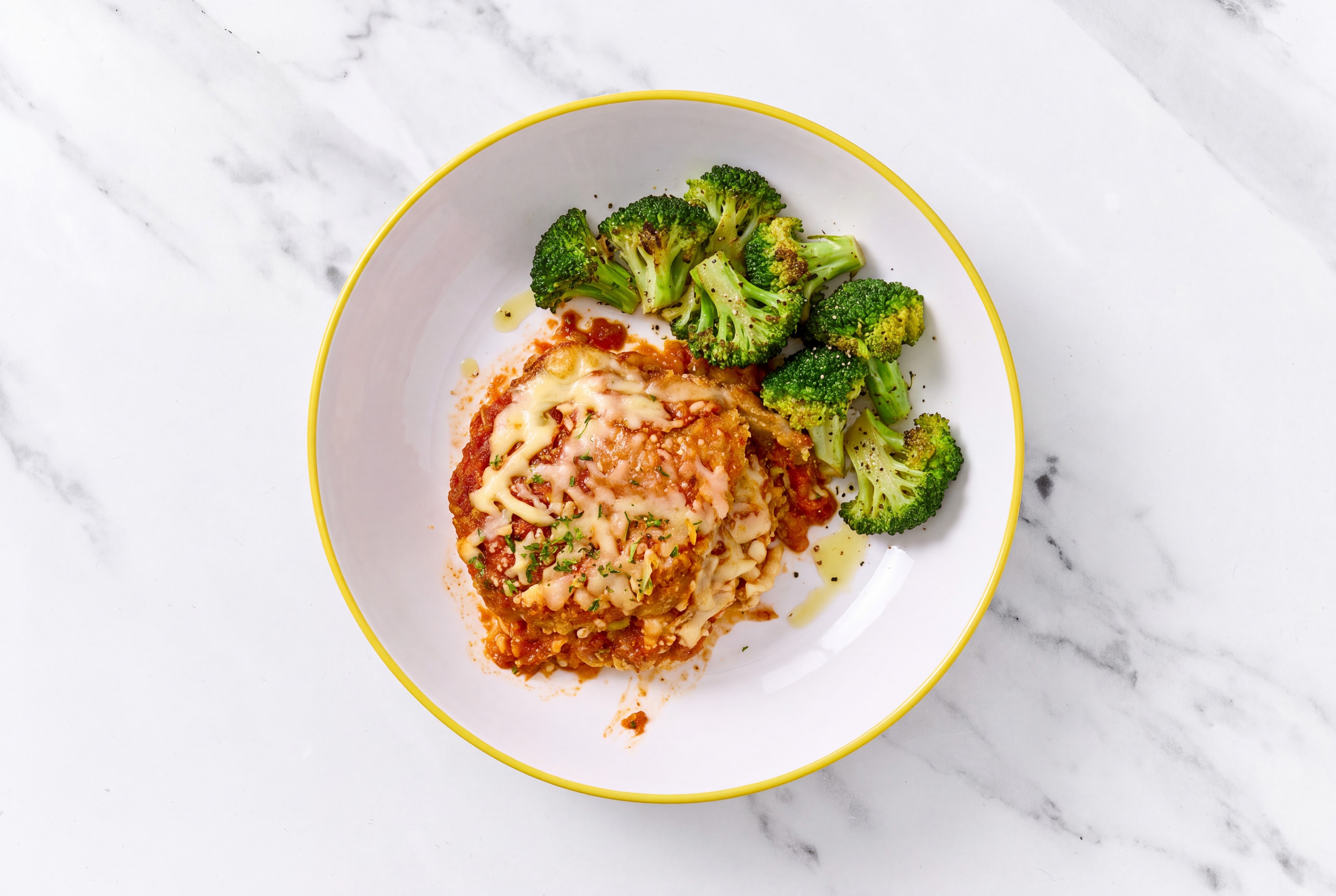 Eggplant Parmesan with Broccoli