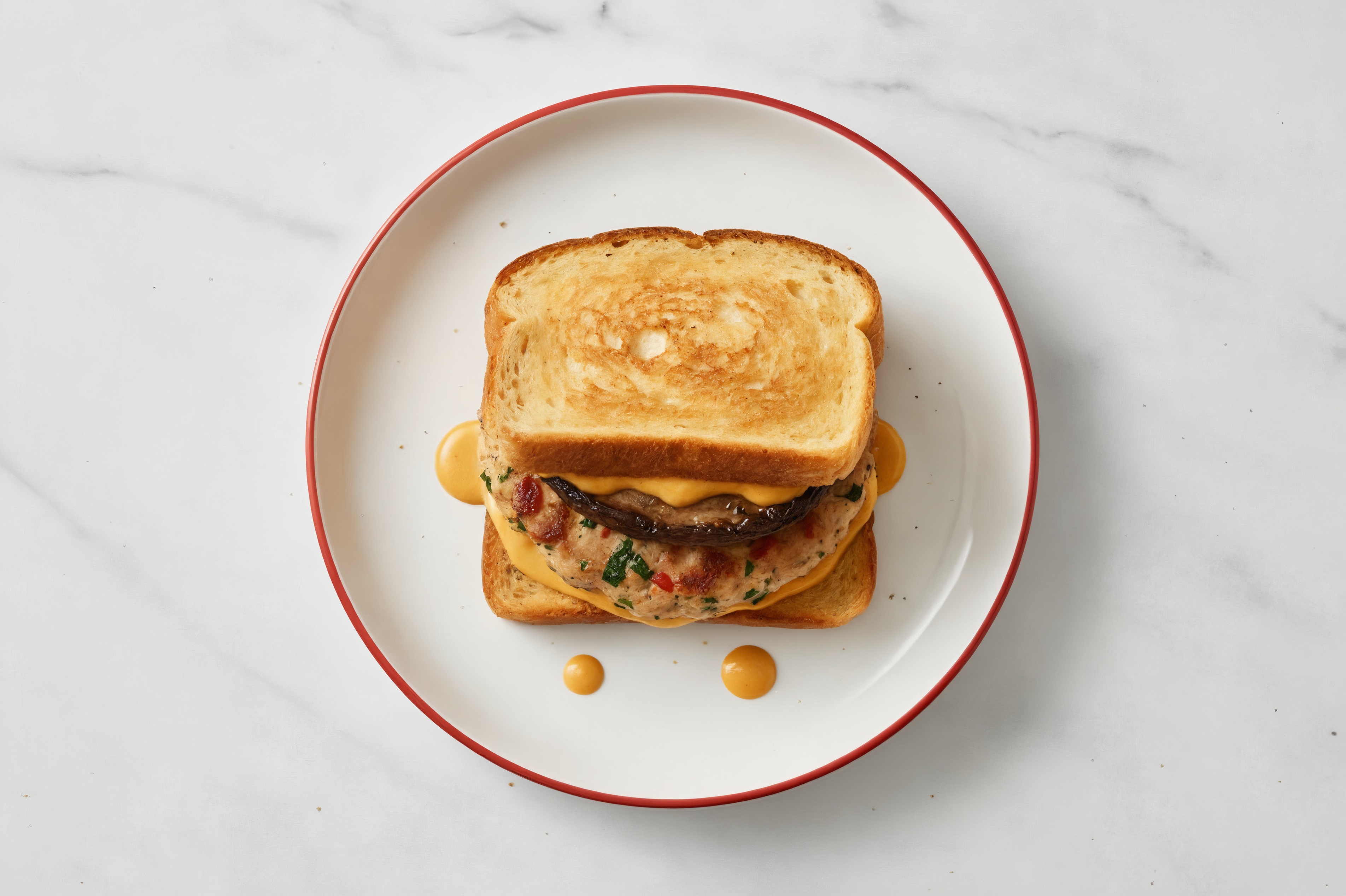 Portabella Chicken Burger on GF Bread with Special Sauce