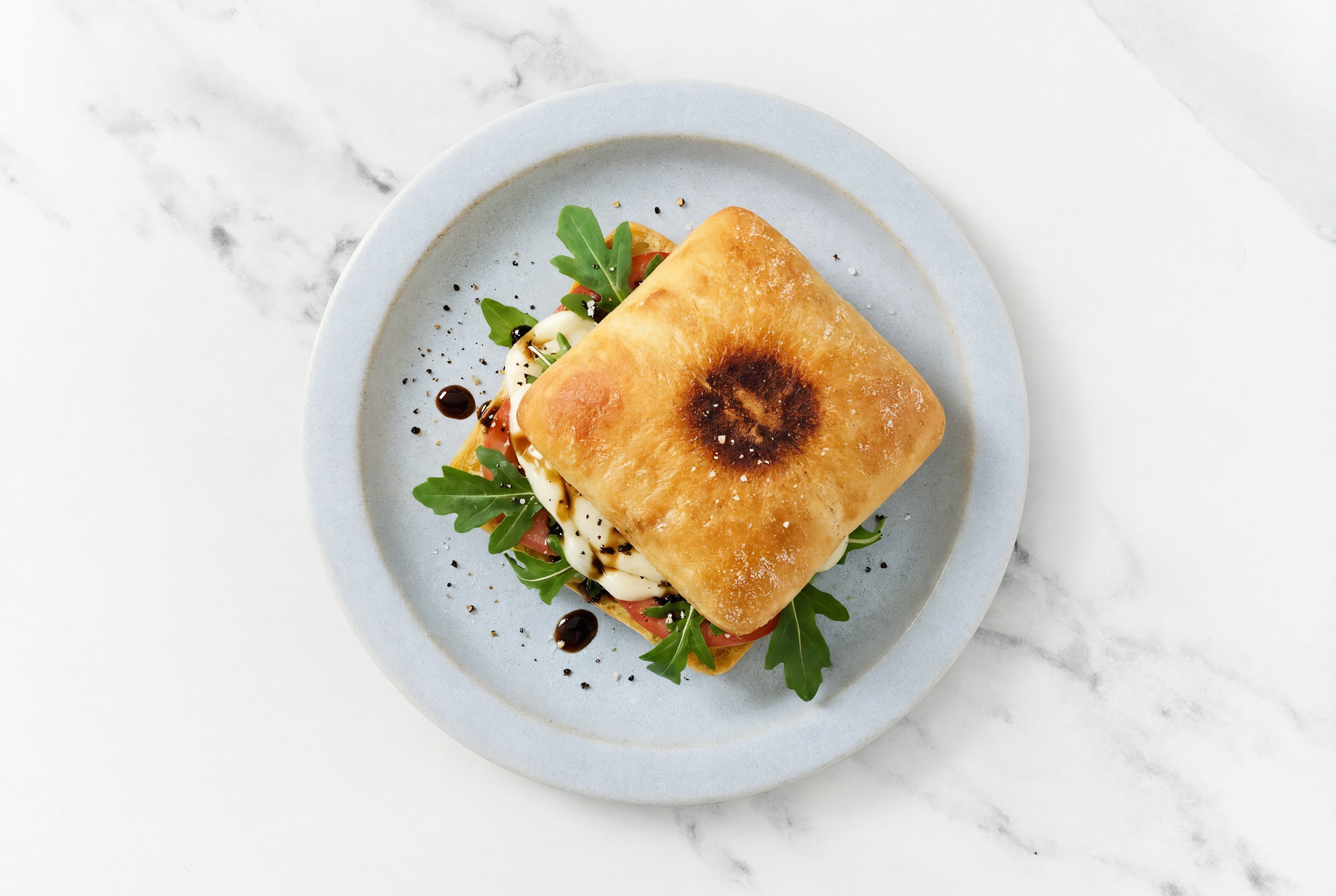 Balsamic Caprese Sandwich on Ciabatta with Mozzarella Bar