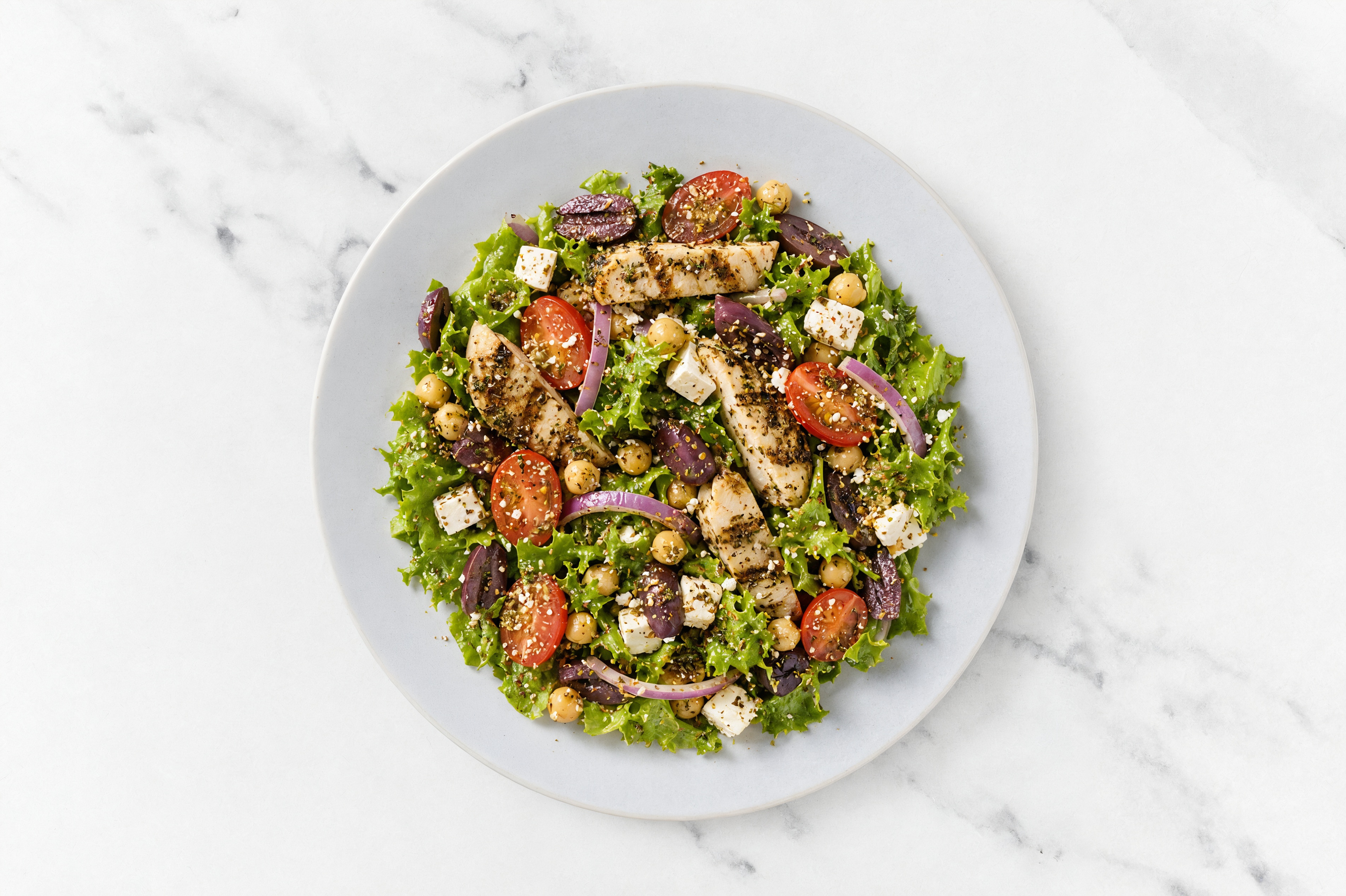 Mediterranean Grilled Breast Za'atar Greek Chicken Salad with Feta