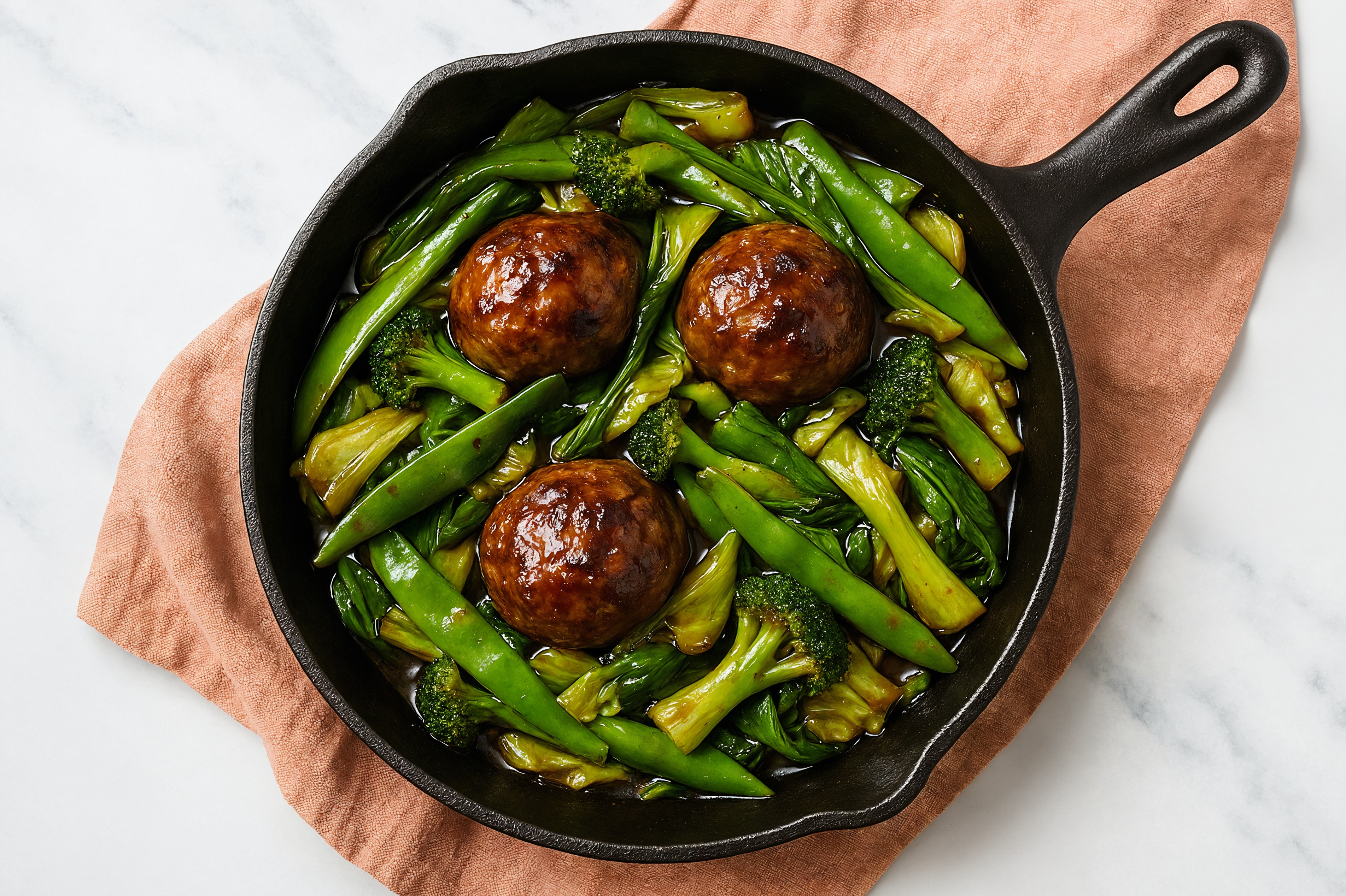Teriyaki Meatball Stir-Fry with Bok Choy