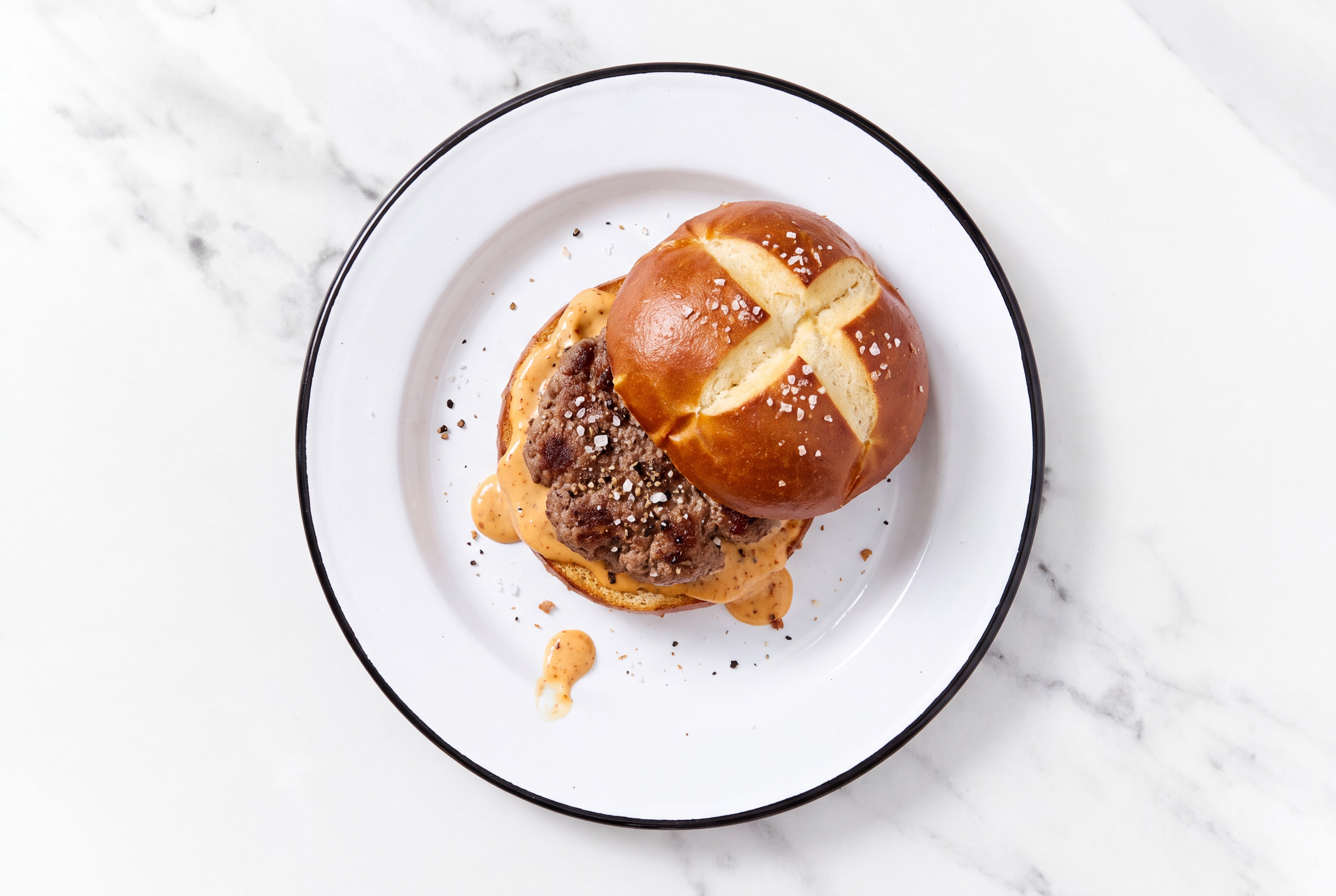 Smoky BBQ Burger on Pretzel Bun
