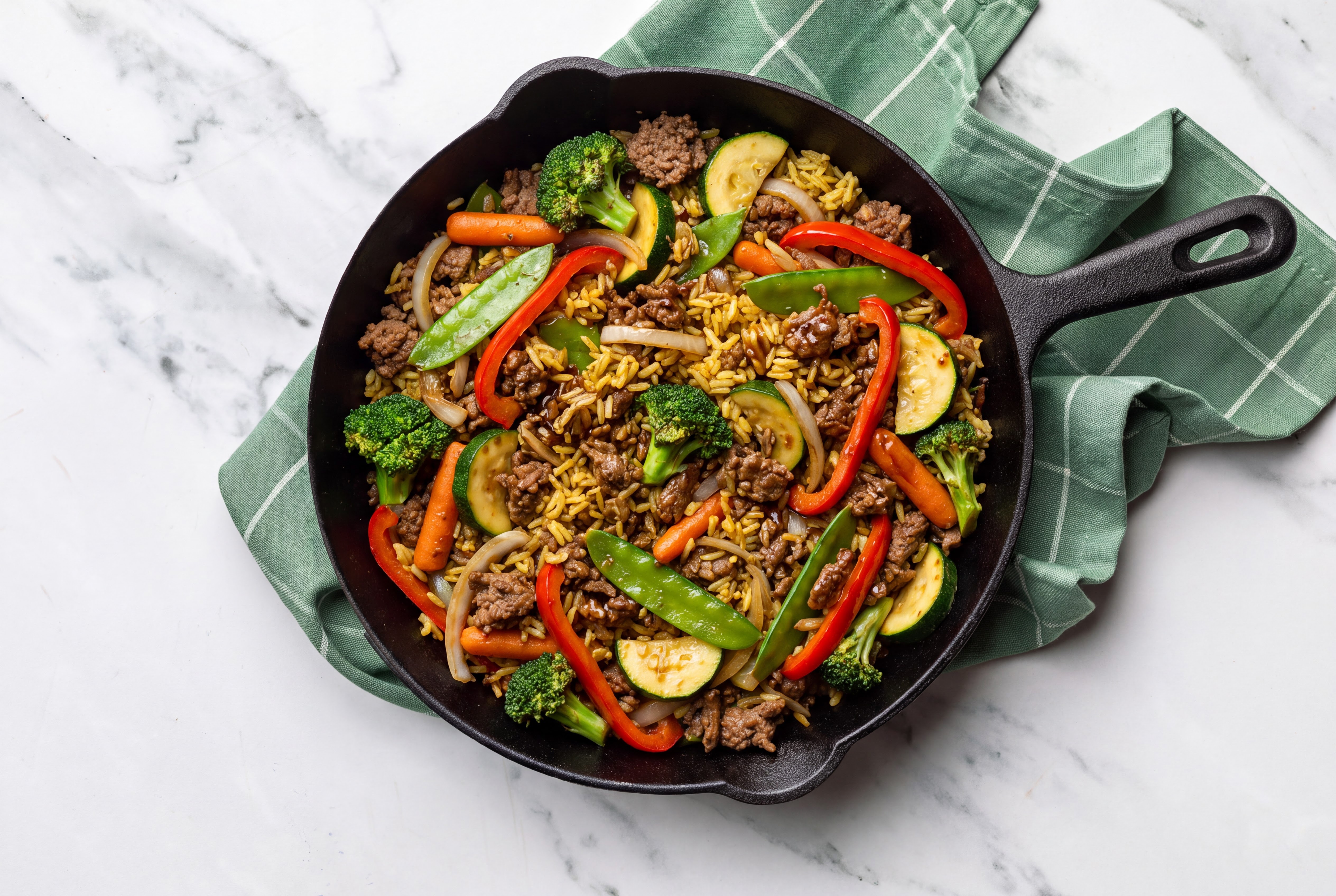 Japanese Bbq Veggie + Ground 93/7 Lean Beef Stir-Fry