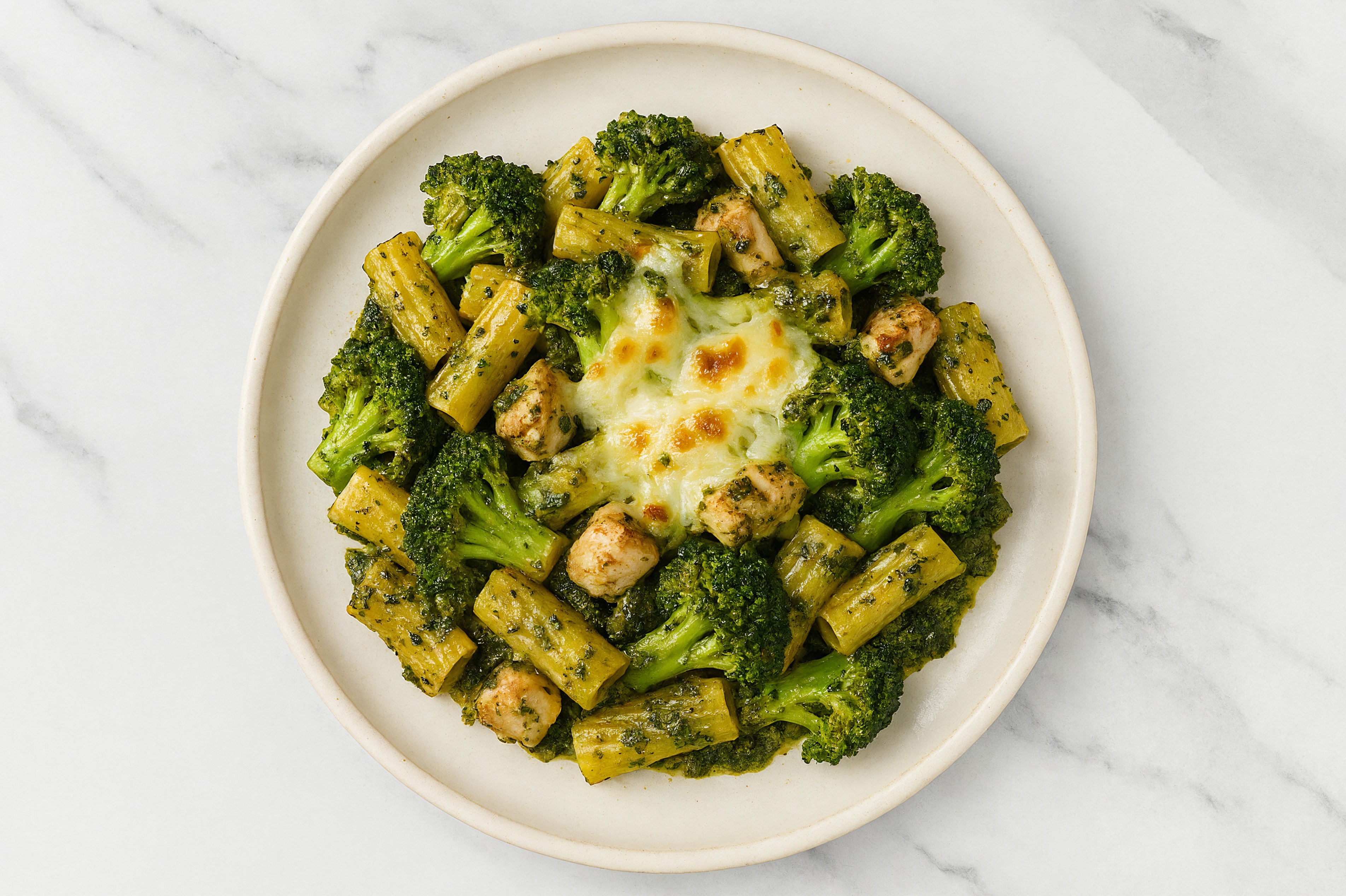 Cheesy Chicken Pesto Pasta Bake