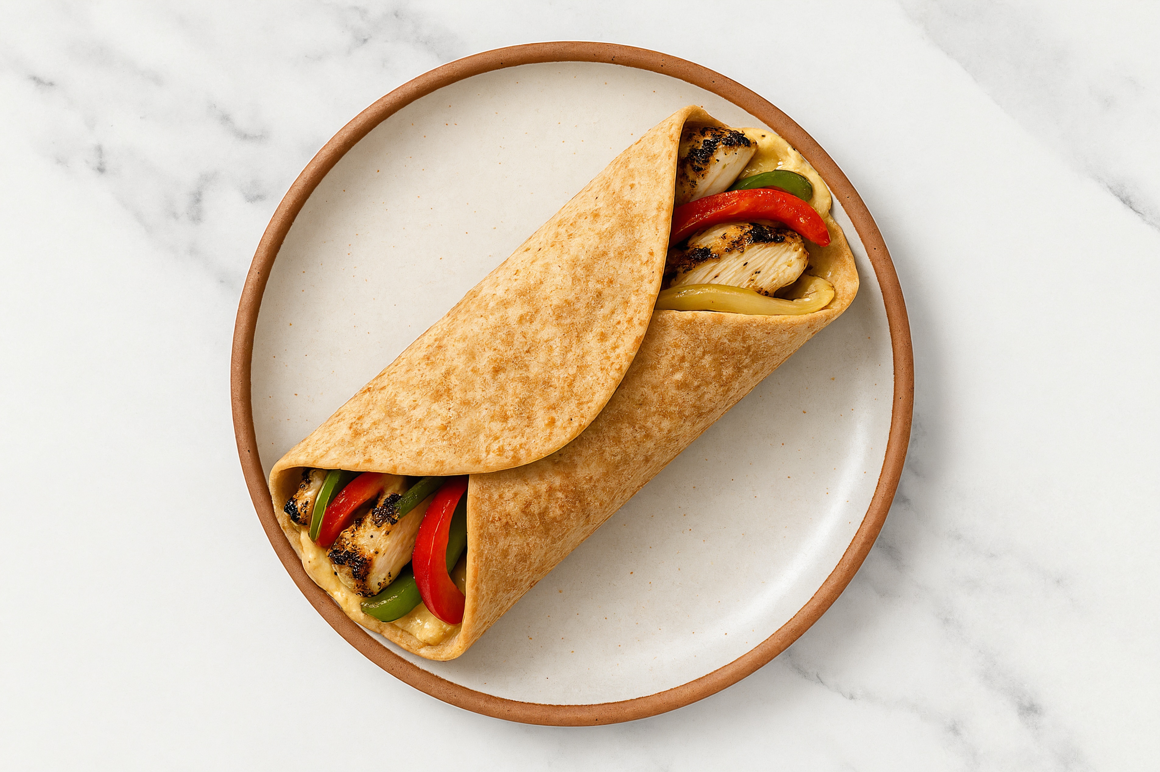 Whole Grain Lemon Garlic Hummus Mediterranean Grilled Chicken Breast Wrap