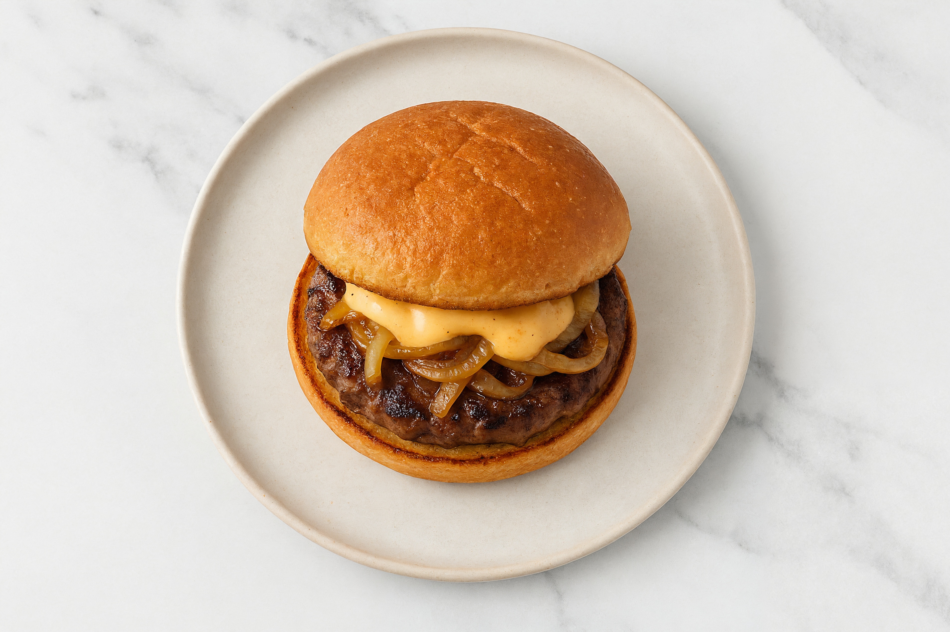 Caramelized Onion Wagyu Beef Burger on GF Bun with Buffalo Ranch