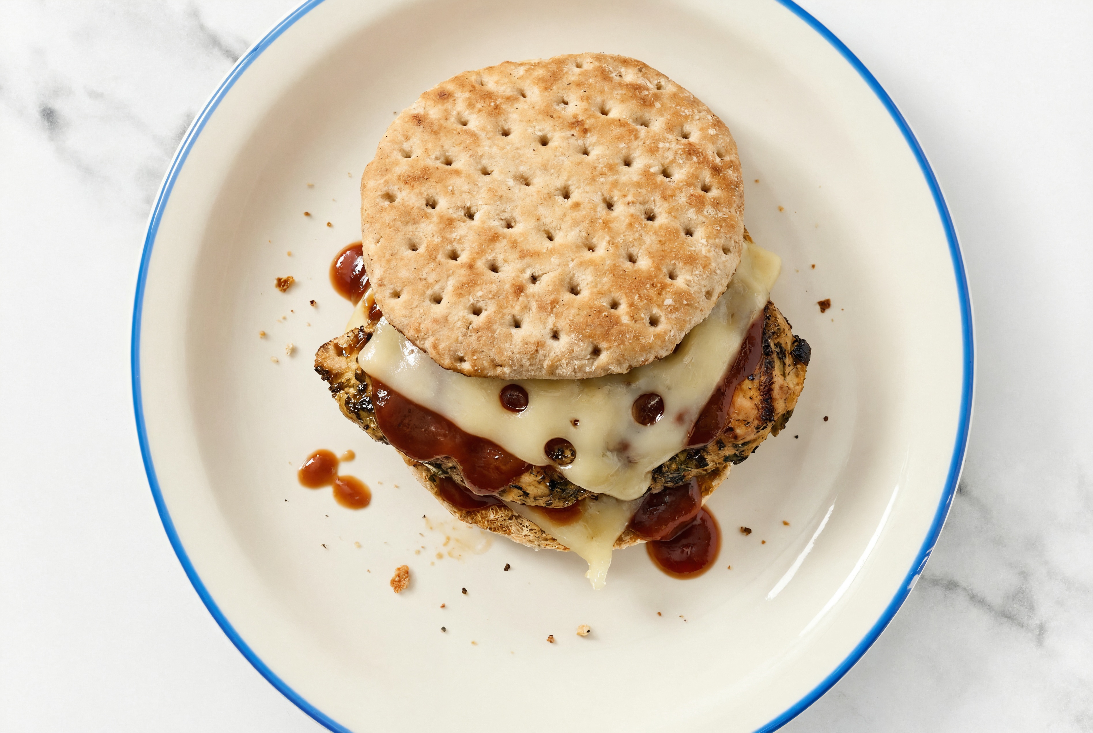  Cheesy BBQ Mediterranean Grilled Chicken Breast Sandwich