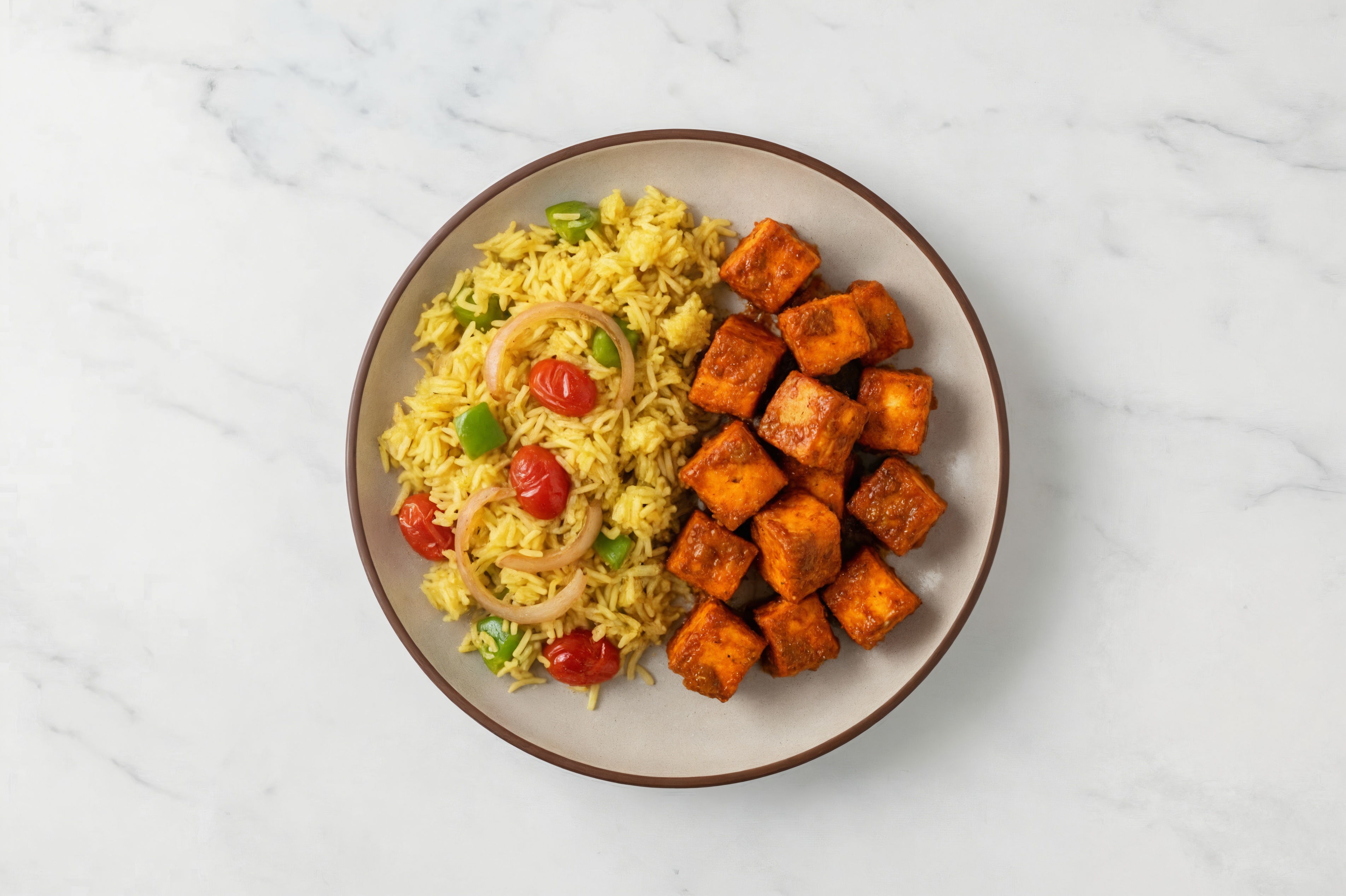 Tandoori Paneer Biryani with Seasoned Jasmine Rice