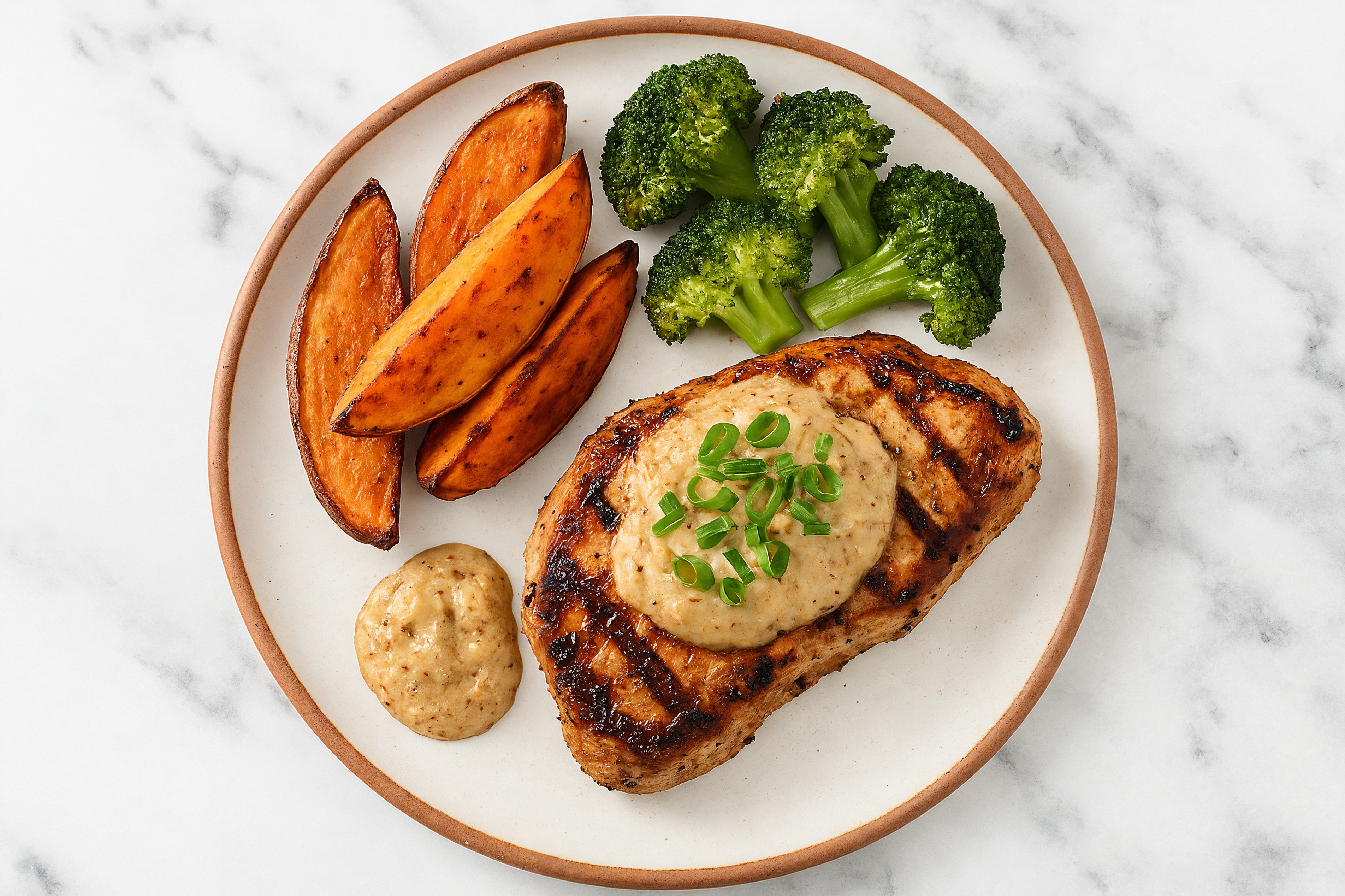 Rustic Roasted French Onion Pork Chop + Veggies with Broccoli Florets