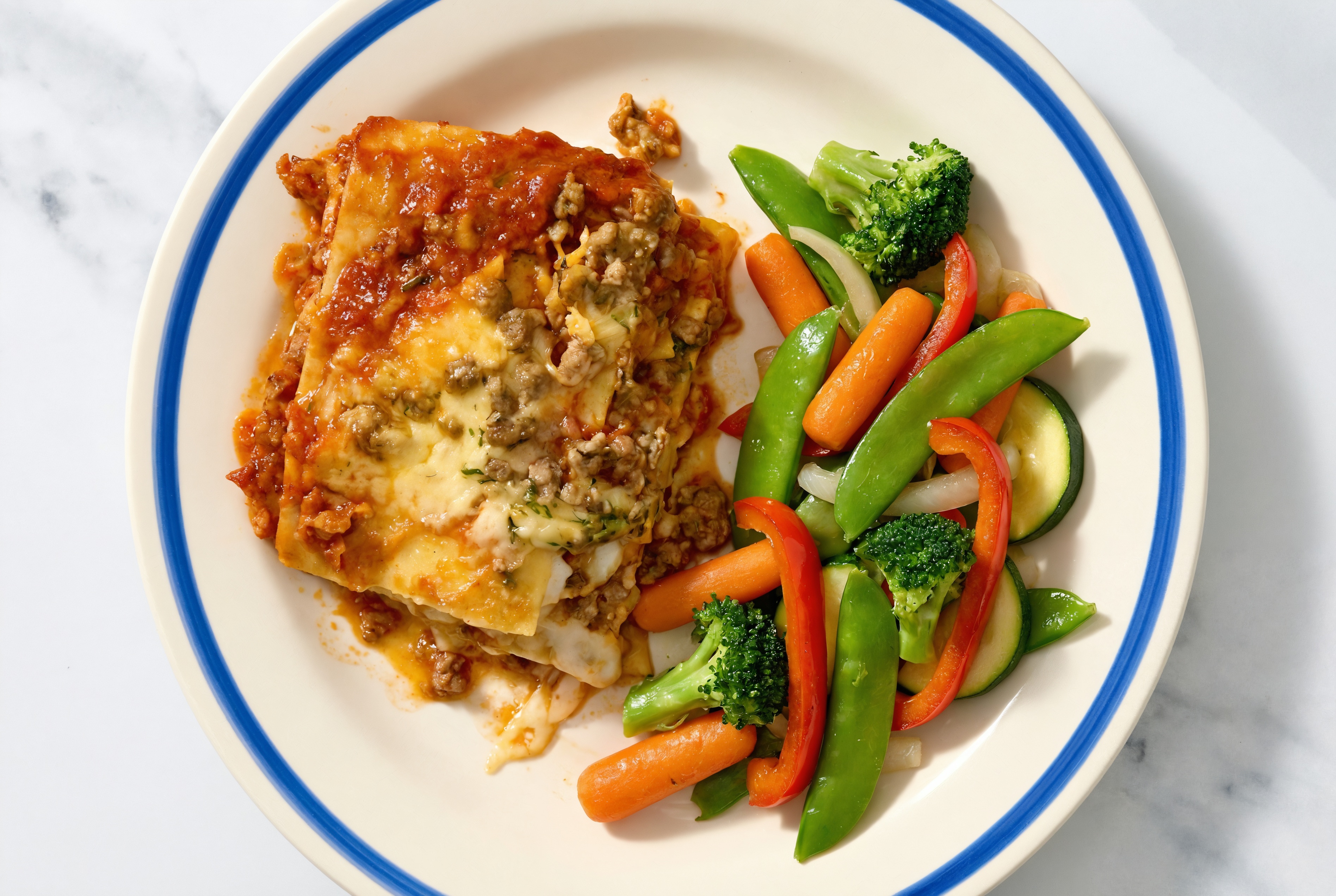 Lasagna Bolognese with Mixed Veggies