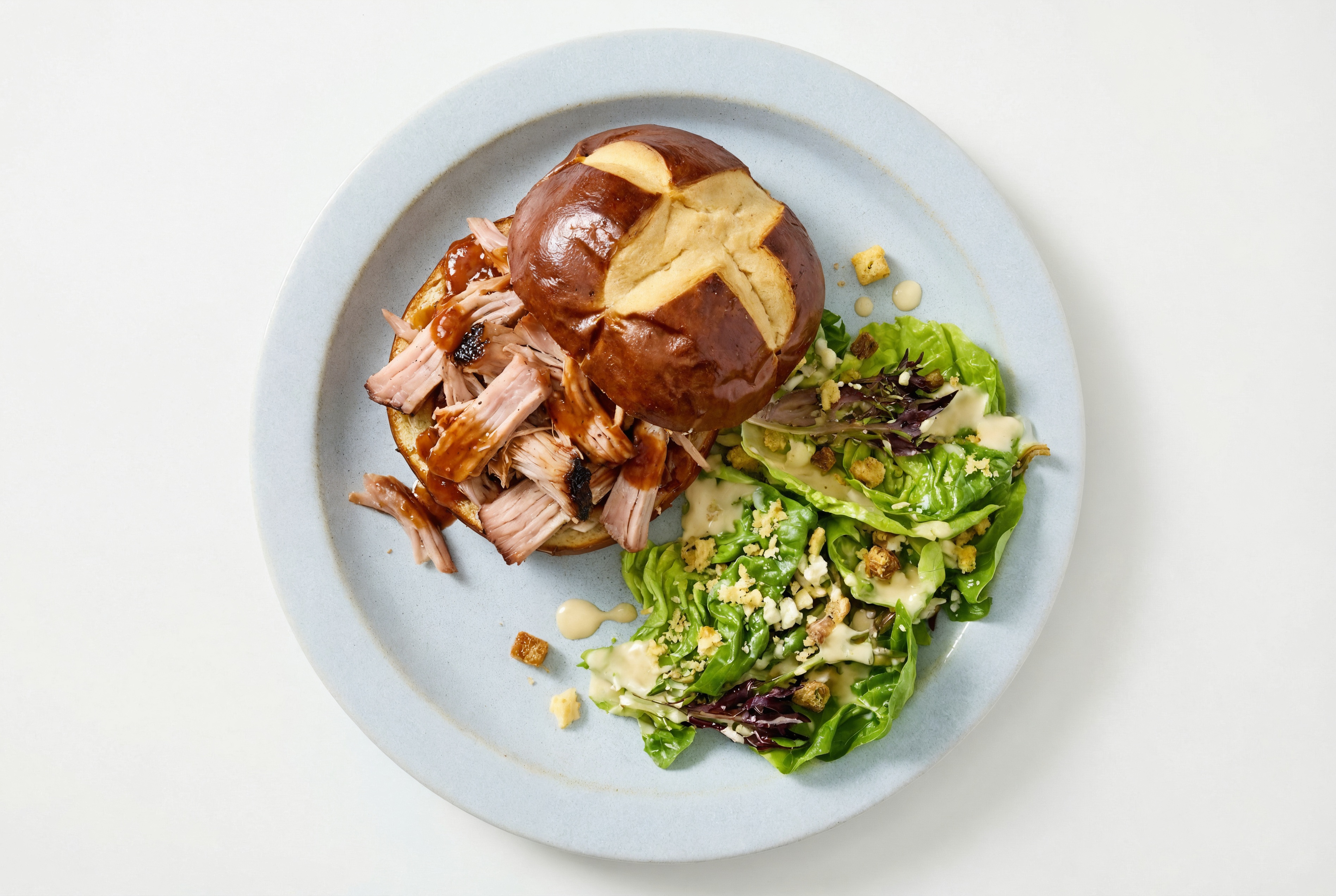  Slow Cooker Hickory Pork Sandwich + Little Gem Salad