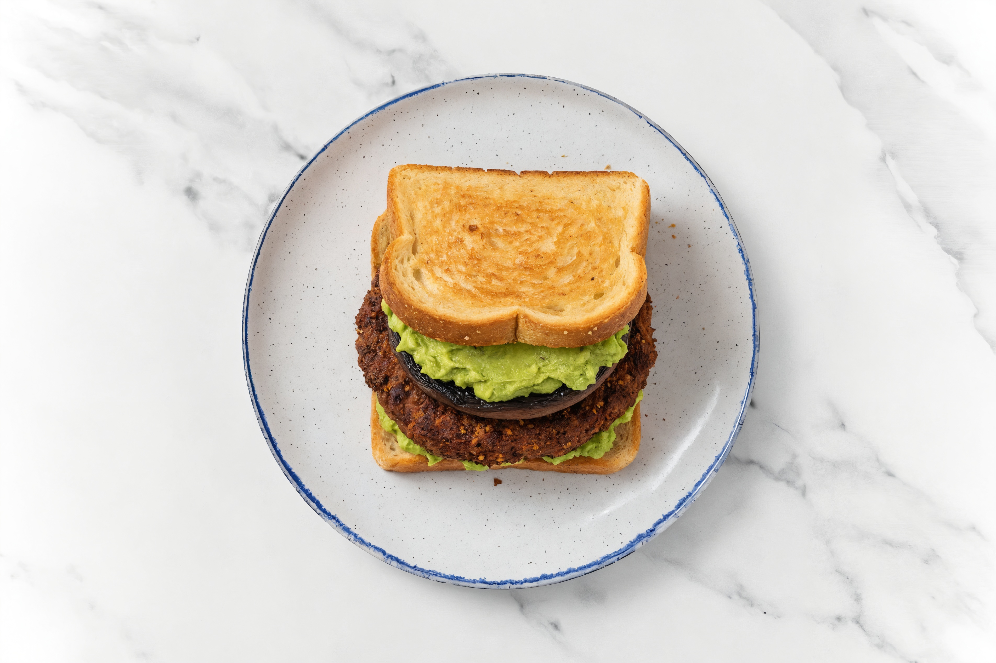 Portabella Beyond Burger on GF Bread with Guacamole