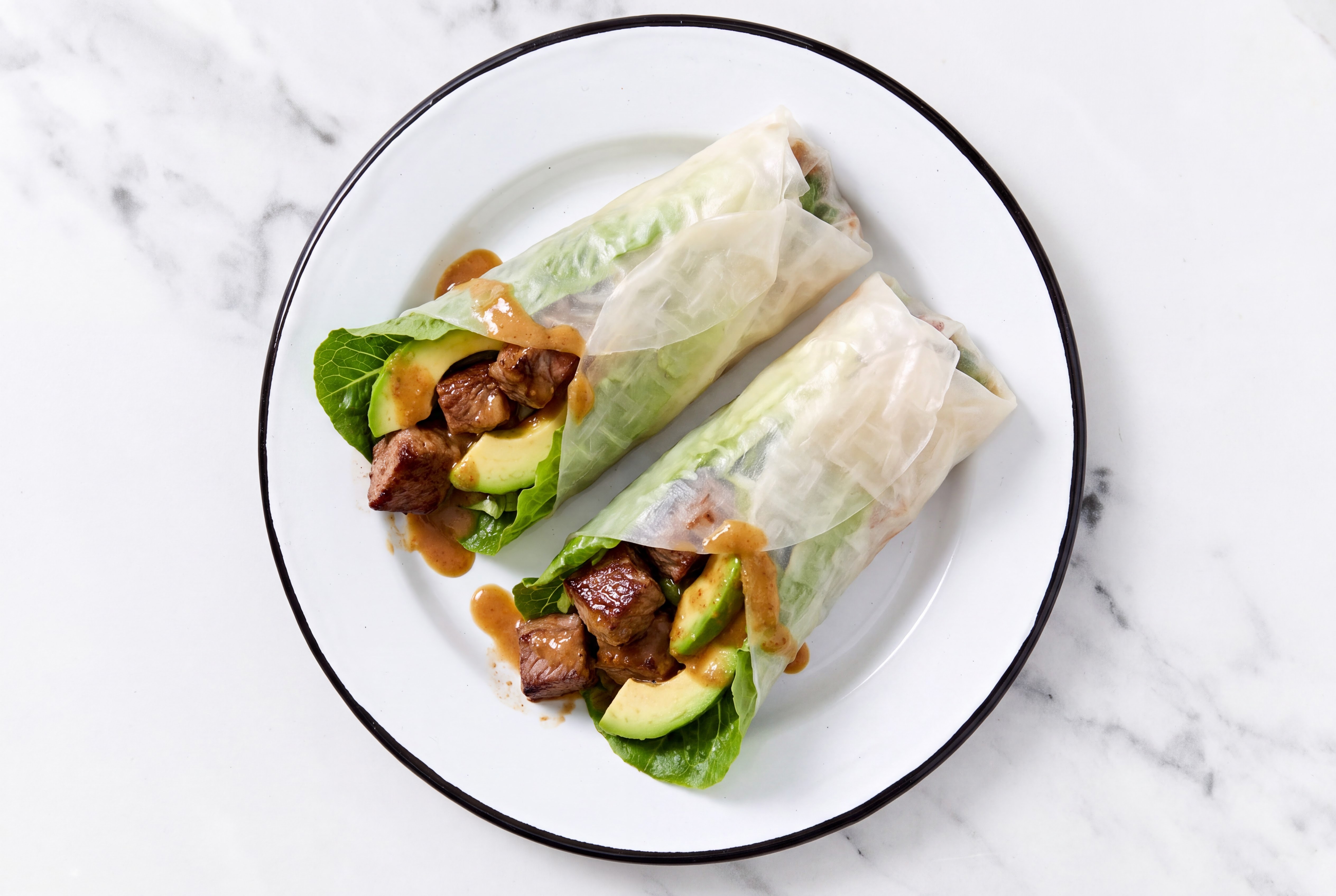 Gingery Ponzu Beef + Avocado Summer Rolls