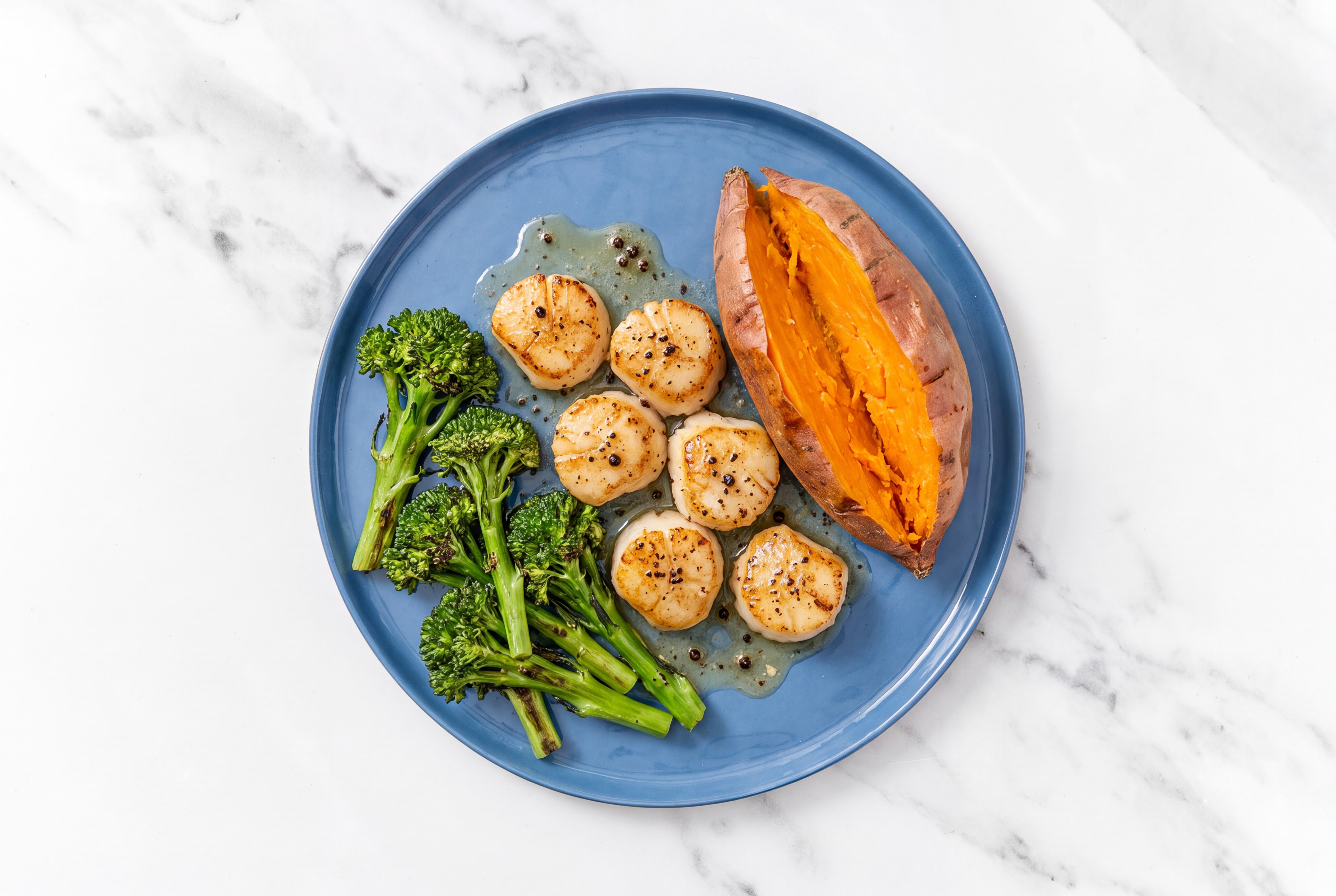 Buttery Slow Churned Lemon & Peppercorn Pasture Butter Pepper Jumbo Scallops with Sweet Veggies