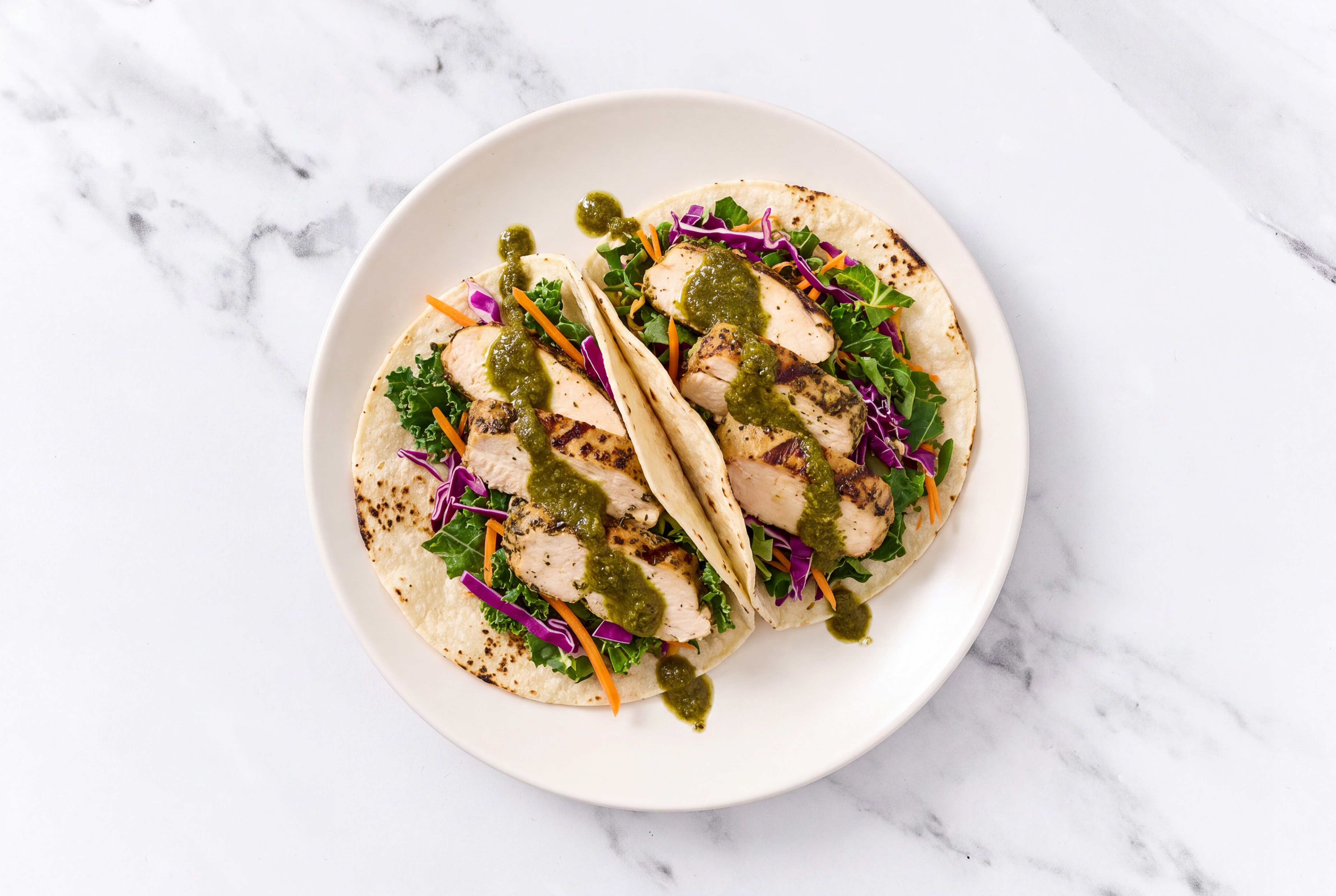 Technicolor Mediterranean Grilled Chicken Breast Zhoug Tacos