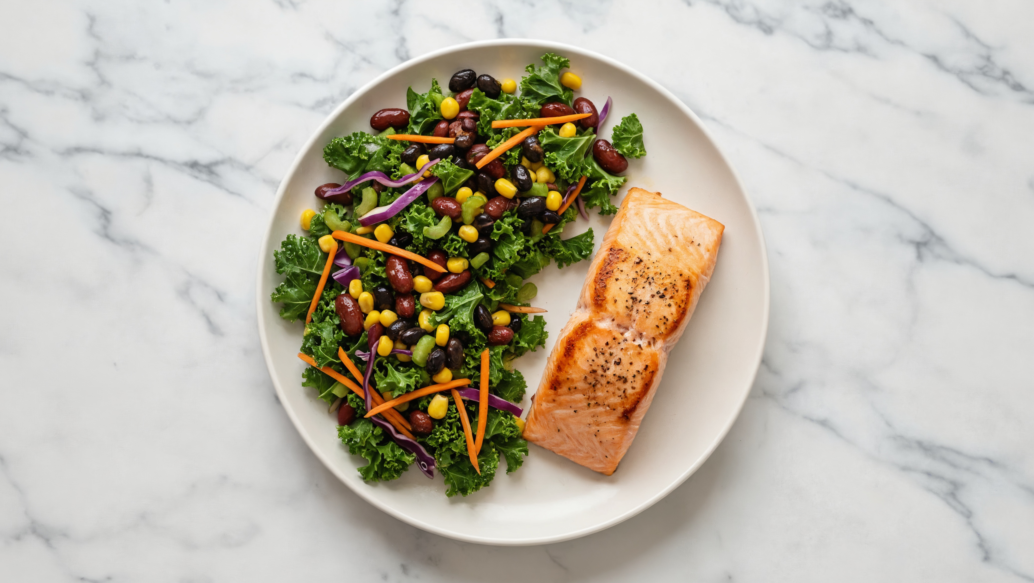 Balsamic Kale Salad with Atlantic Salmon & Black Beans