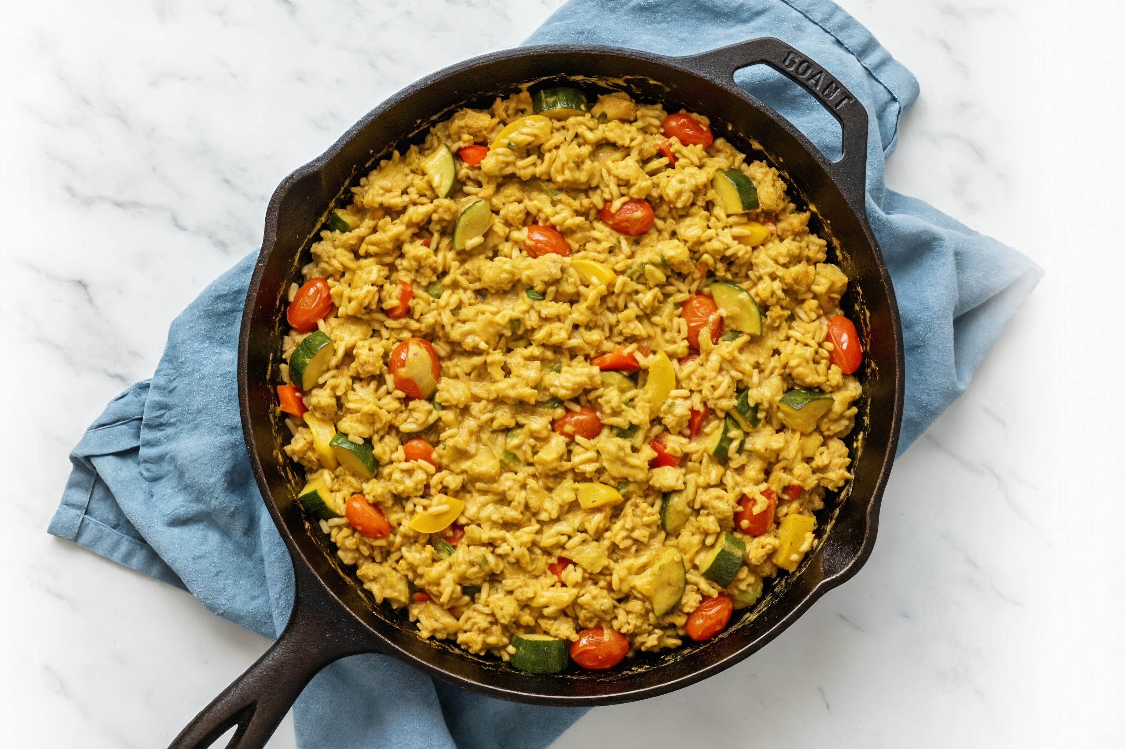 Curry Squash + Ground Turkey Stir-Fry with Brown Rice