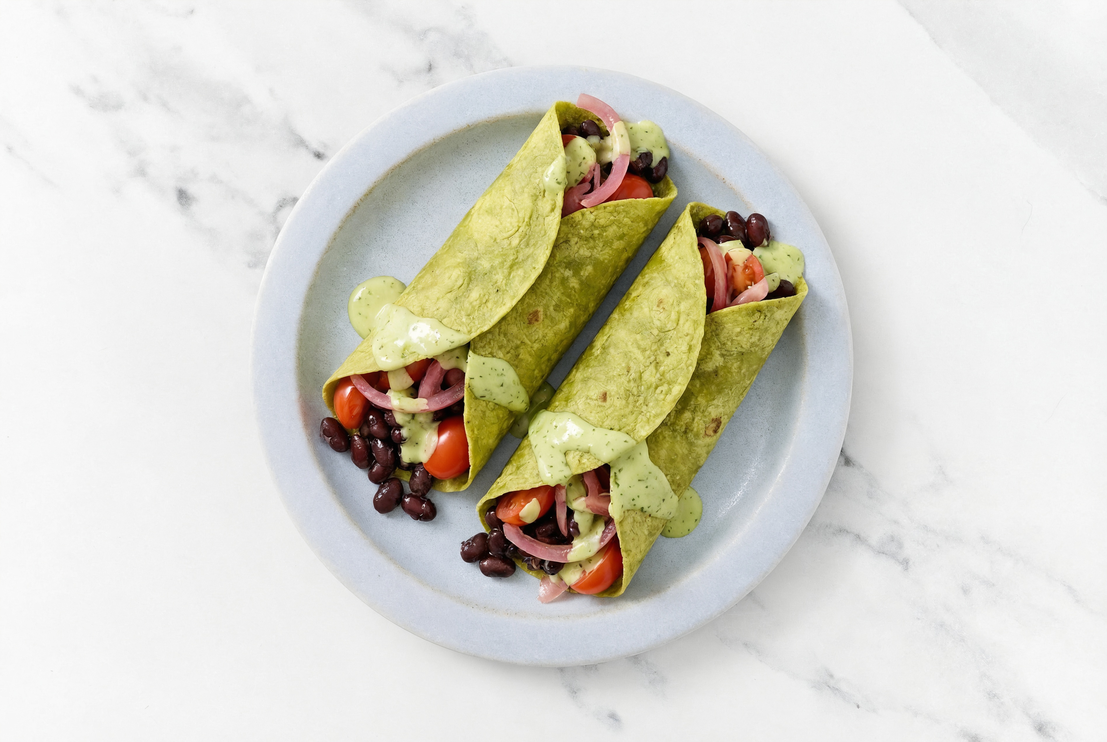 Green Goddess Black Bean Wraps with Spinach Tortilla