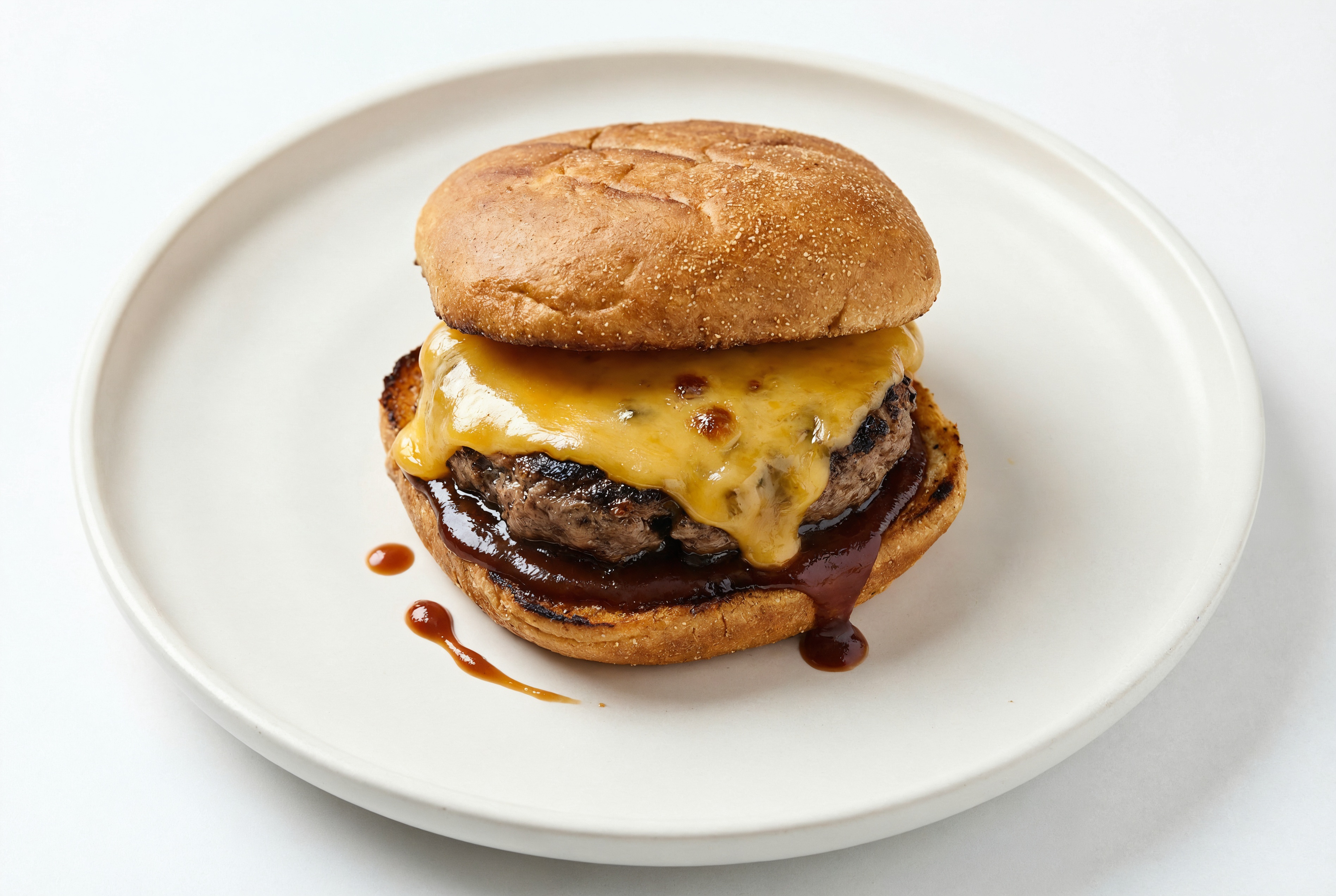 Herby Grilled BBQ Bison Cheeseburger with Original BBQ Sauce