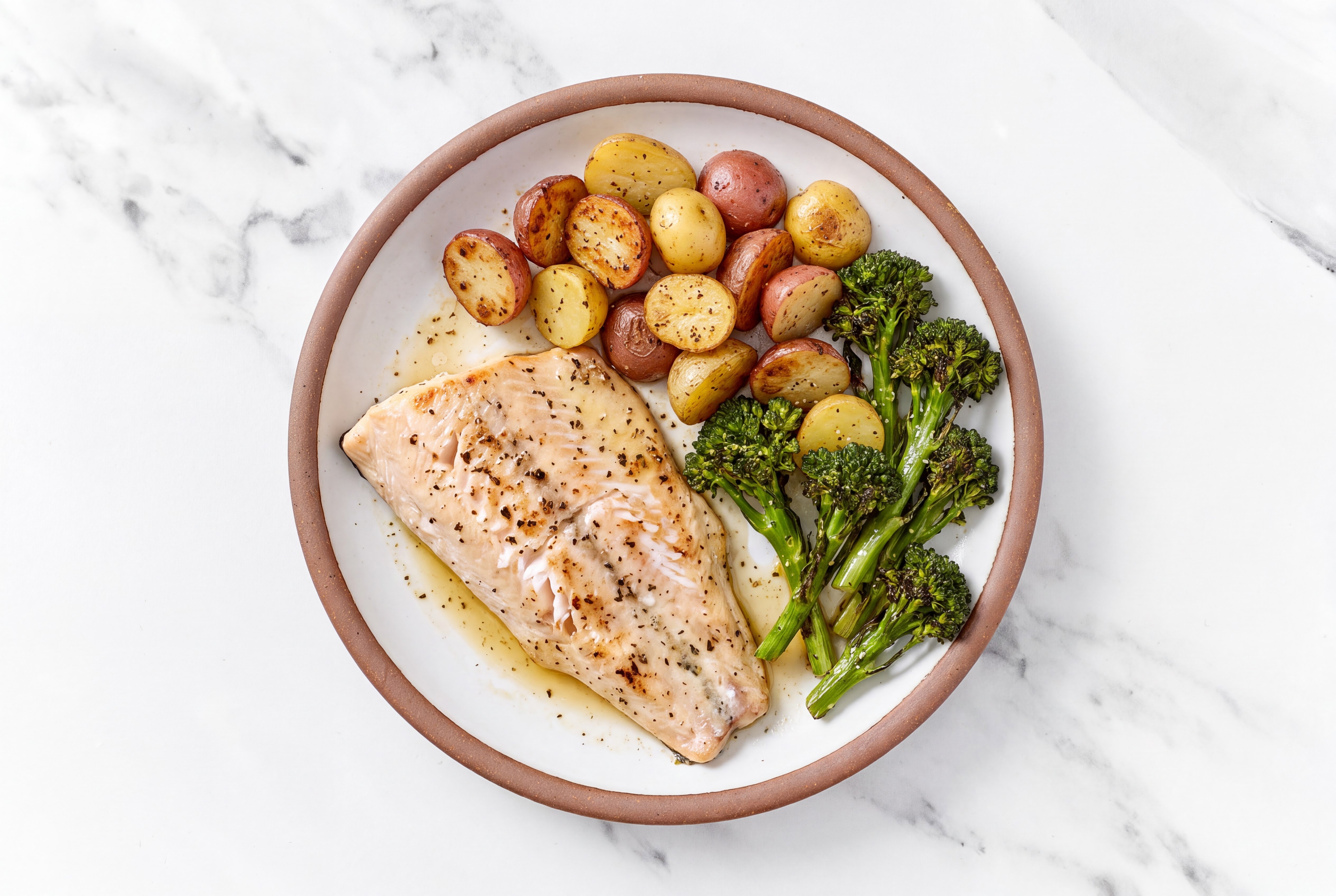 Roasted Garlic Steelhead Trout with Baby Potatoes