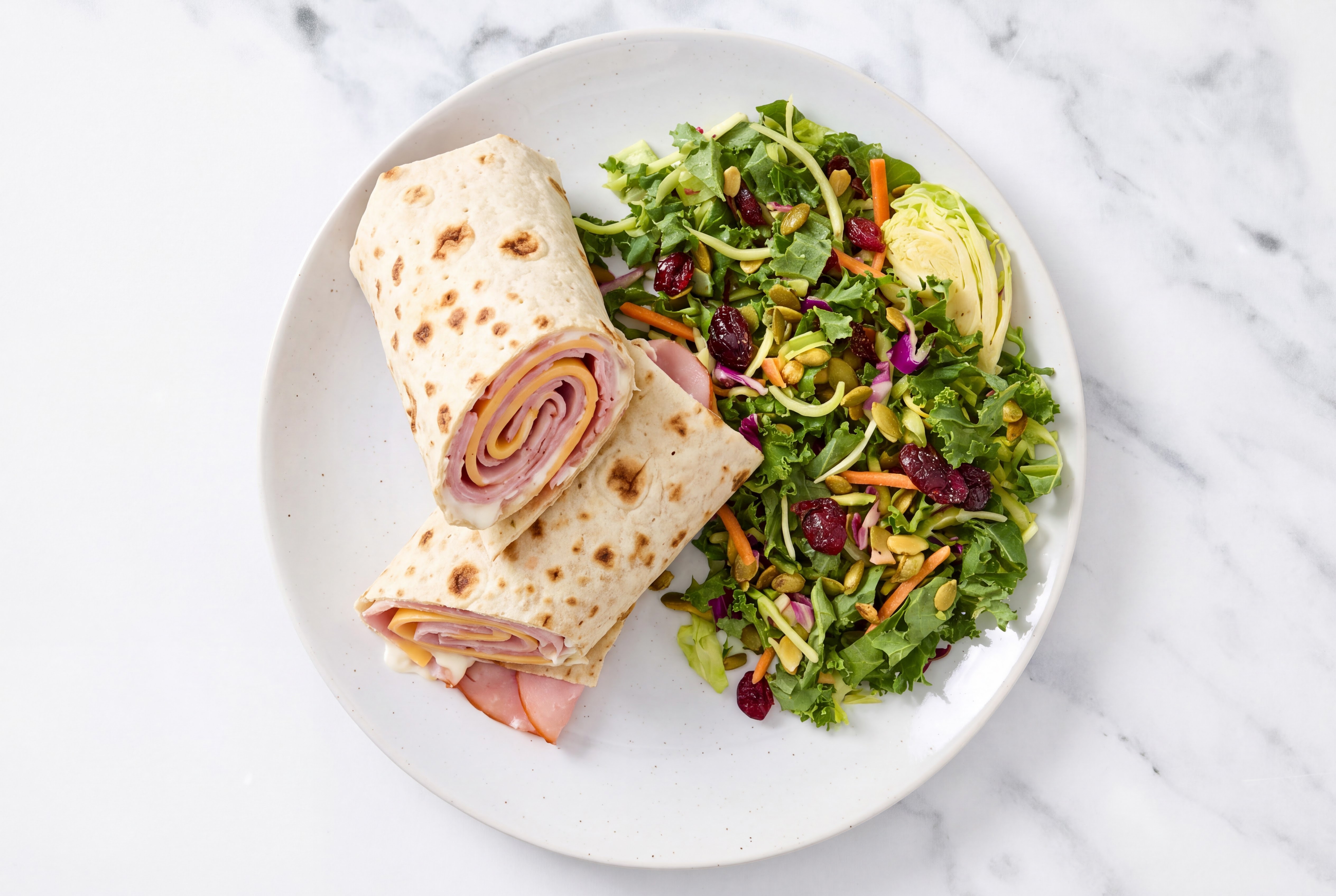 Classic Ham n' Cheese Roll-Ups + Sweet Kale Salad